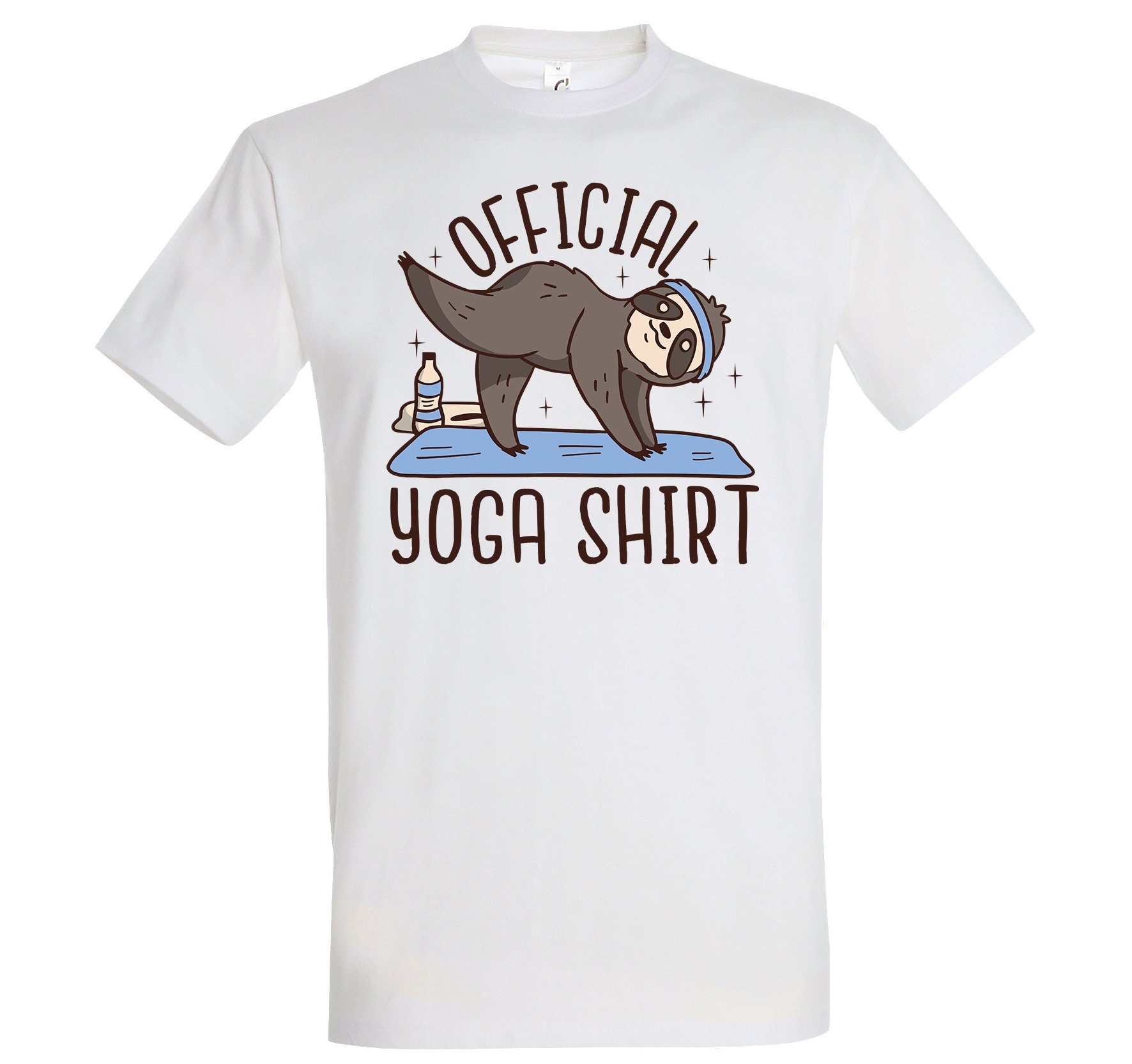 Youth Designz T-Shirt Official Yoga Herren Shirt mit lustigem Faultier Frontprint Weiß
