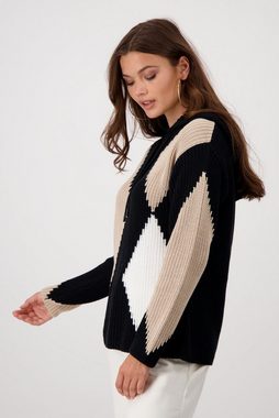 Monari Kapuzensweatshirt Kapuzenpullover mit Rauten