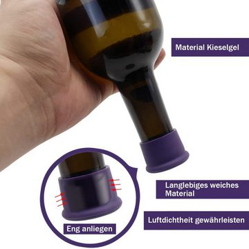 Rnemitery Flaschenverschluss Wiederverwendbare Silikon-Weinkorken Weinflaschenverschlüsse 6 Stück, (6-tlg)