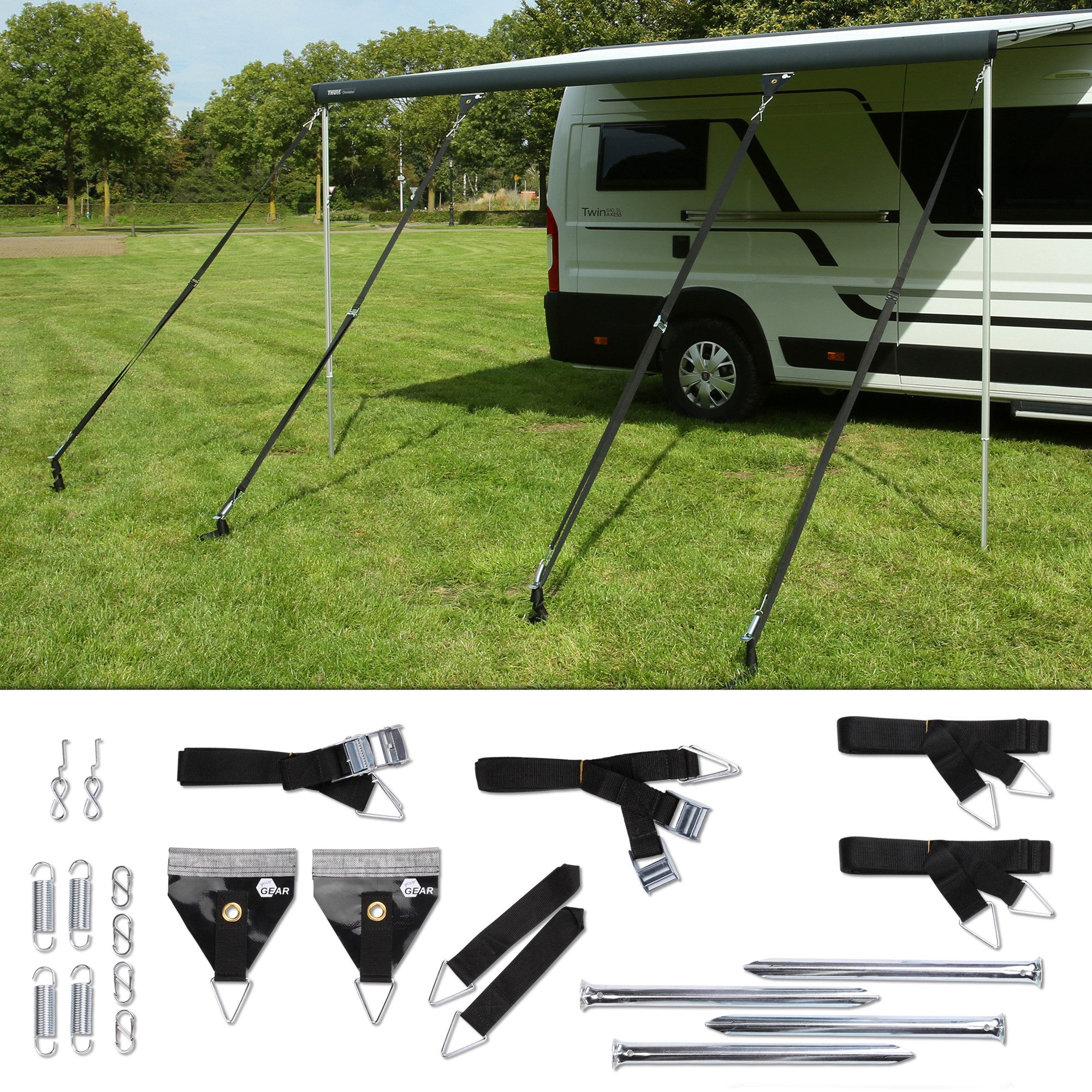 yourGEAR Sonnensegel your GEAR Storm Set Markise - 4-Punkt Markisensicherung Sturmband