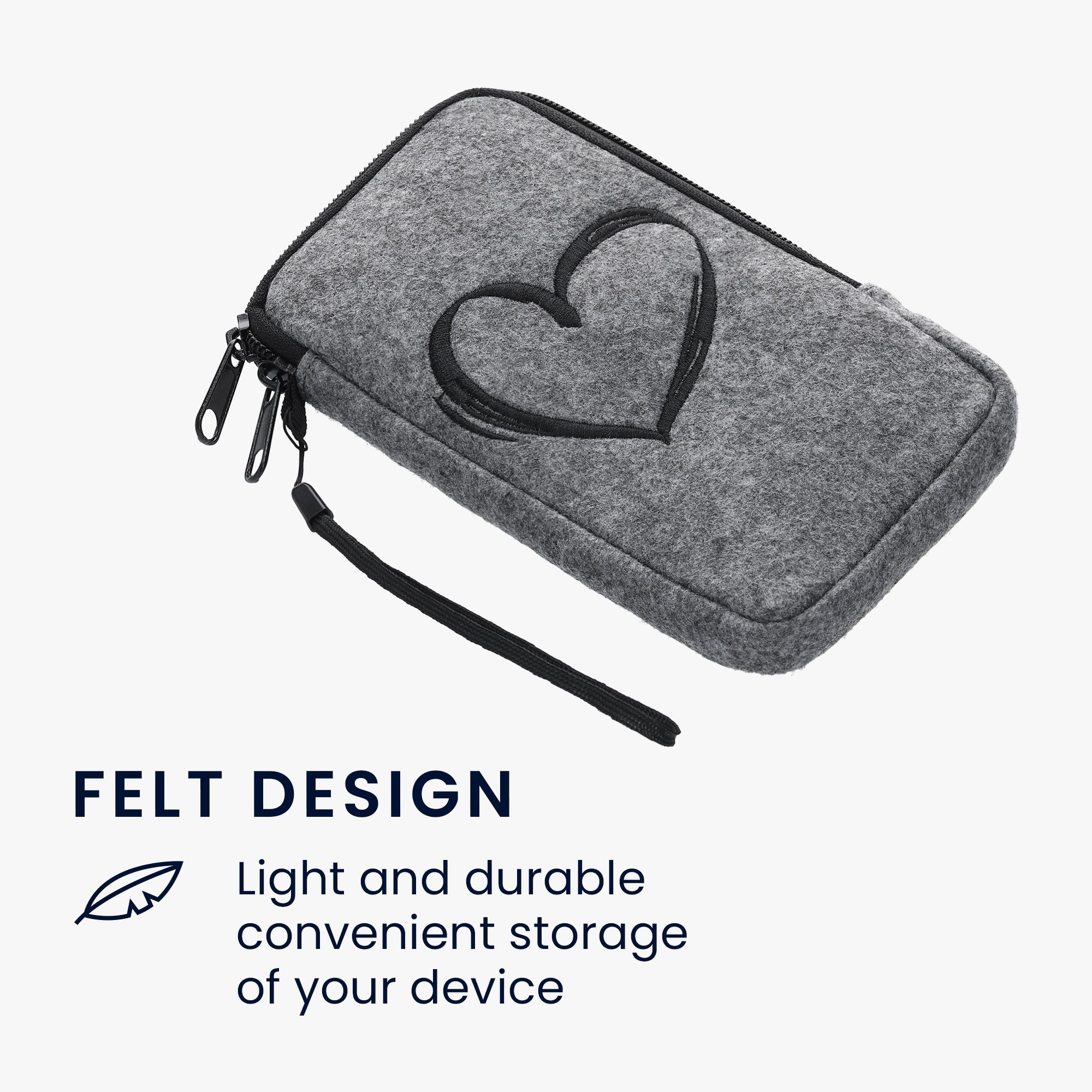 kwmobile Handytasche Handytasche für Smartphones XL - 6,7/6,8" (1-tlg), Handy Filztasche - Innenmaße