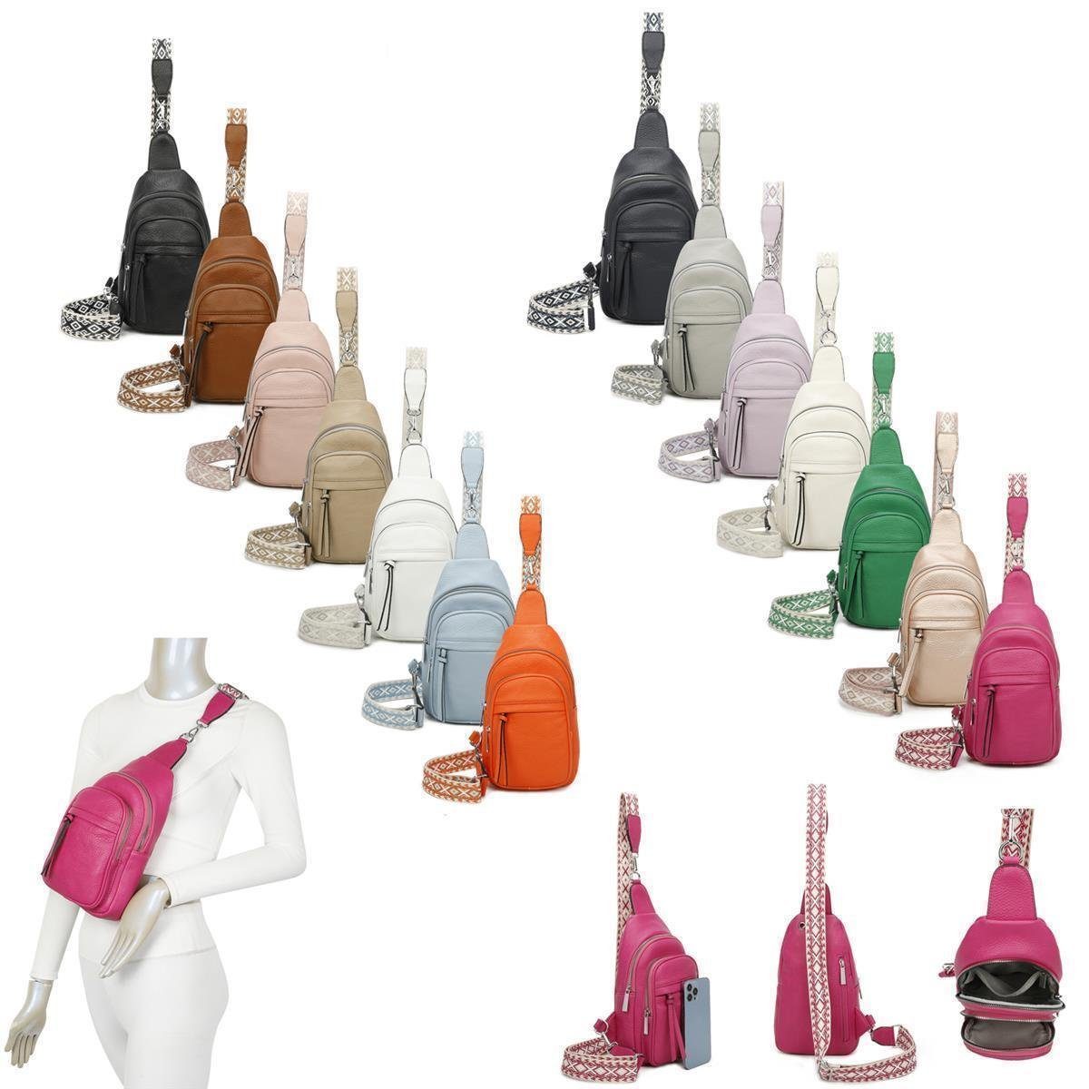 ITALYSHOP24 Schultertasche Damen Sling-Tasche Crossbody Brusttasche Bodybag günstig online kaufen