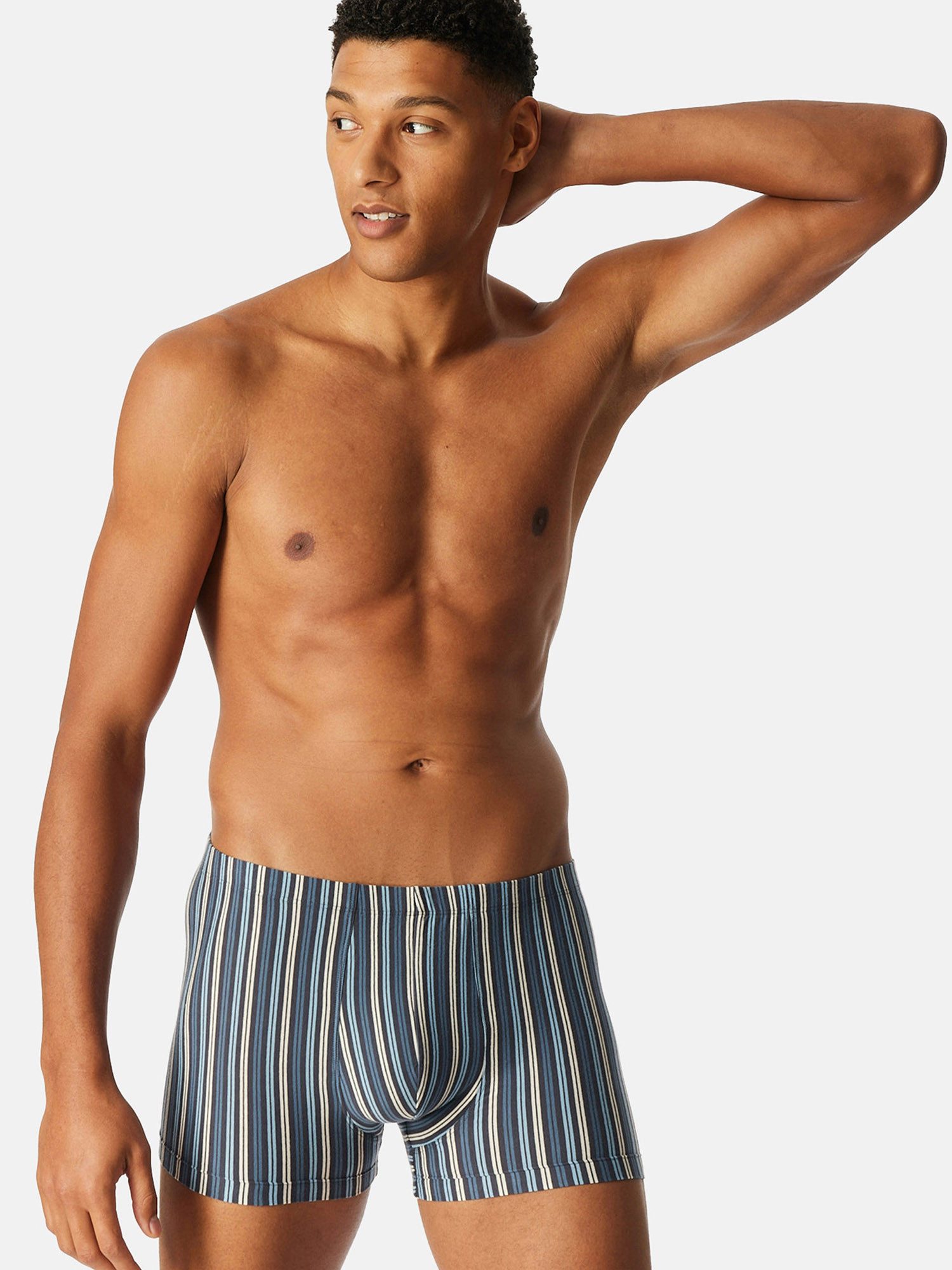 Schiesser 3-er Set Trunks Schwarz & Blau Gestreift günstig online kaufen