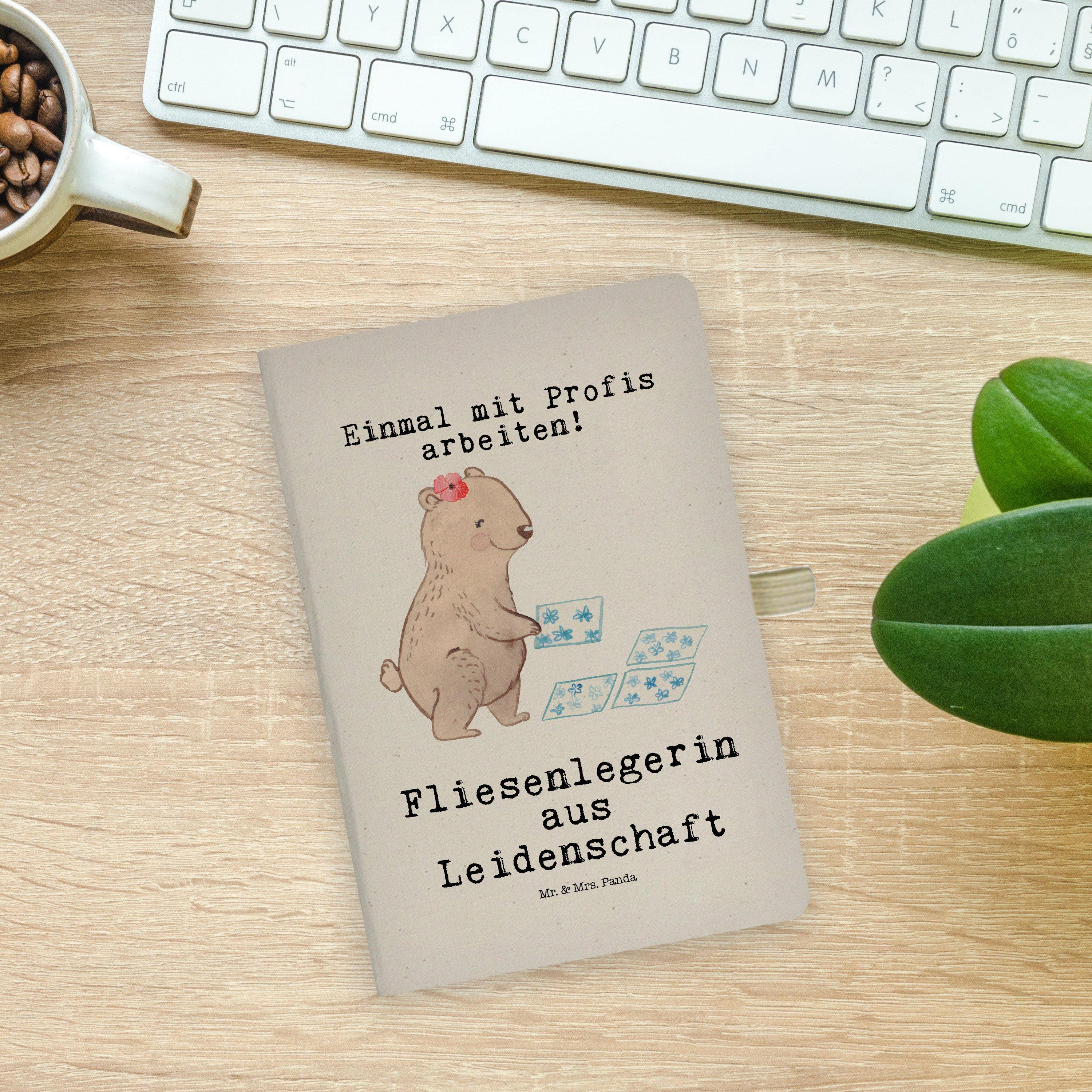 Geschenk, & Notizbuch Panda Mr. - aus Mrs. Leidenschaft - Mrs. Fliesenlegerin Panda Fliesenlege Transparent & Mr.