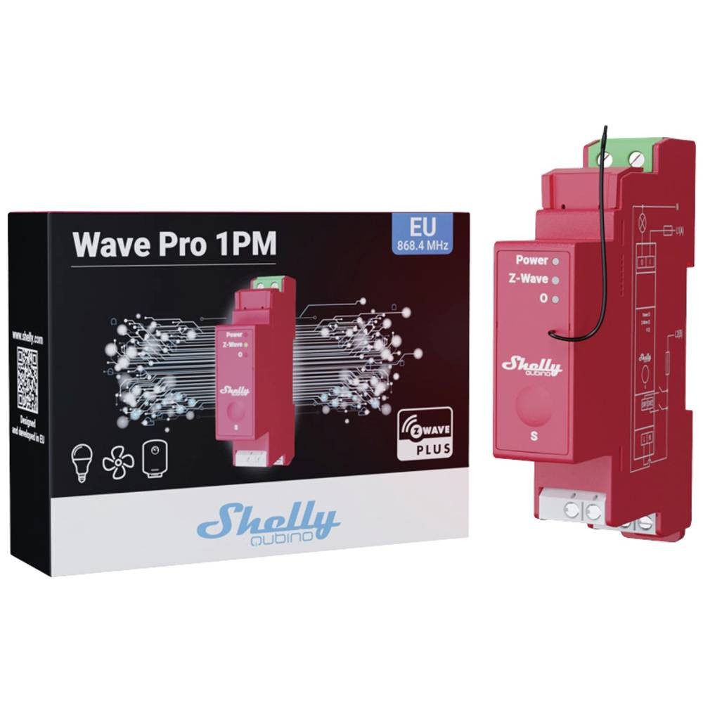 Shelly Relais max. 16 A 1 Phase 1 x 16 A Messfunktion Z-Wave Shelly_W_Pro_1PM Smart-Home-Zubehör, mit Messfunktion