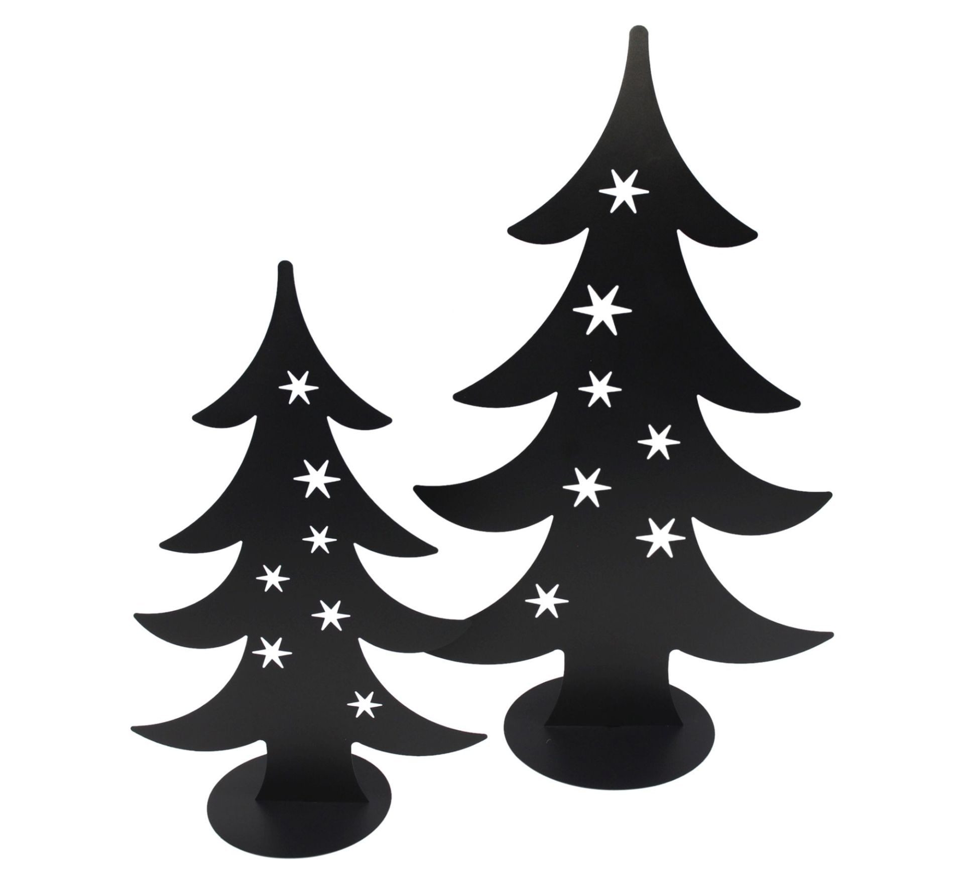 Dekoleidenschaft Dekofigur Tanne "Sterne" Metall, schwarz, Winterdeko, Weihnachtsdeko, Tannenbaum (2 St., im Set), 60 + 80 cm groß