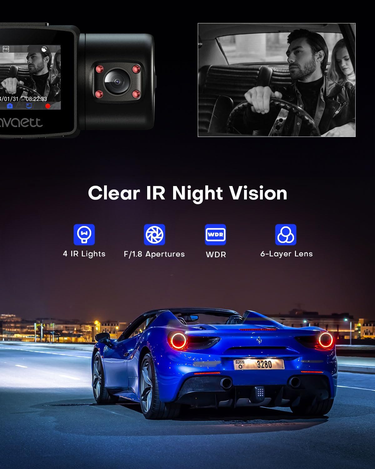 Volam Dashcam 4K + 1080p Dual - Auto Kamera Mit Parküberwachung & Nachtsicht