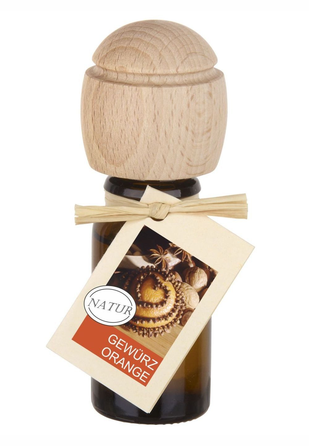 Traumduft-Manufaktur Duftöl Gewürzorange (1-St), Piccolino Duftöl Raumduft mit Buchenholzkopf Naturöl 10 ml