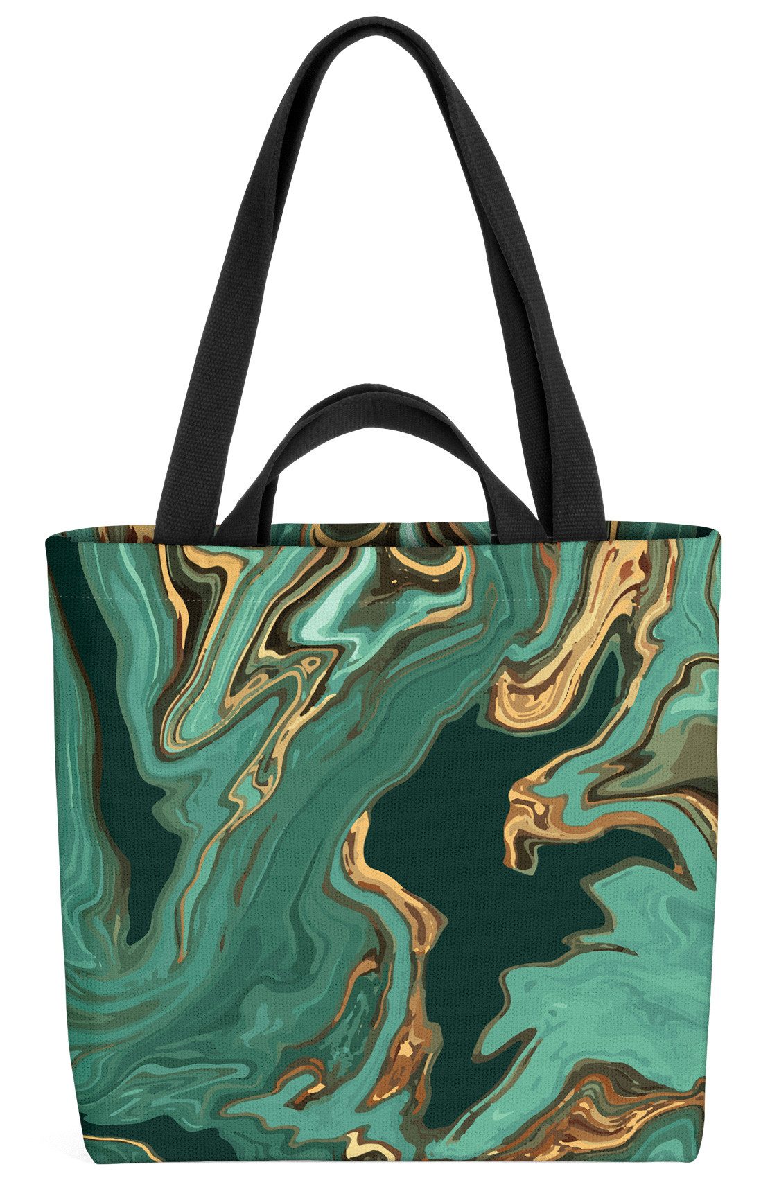 VOID Shopper Einkaufstasche, Gold Emerald Marmor polygon wasser Kupfer Tinte gold Marmor gemuster