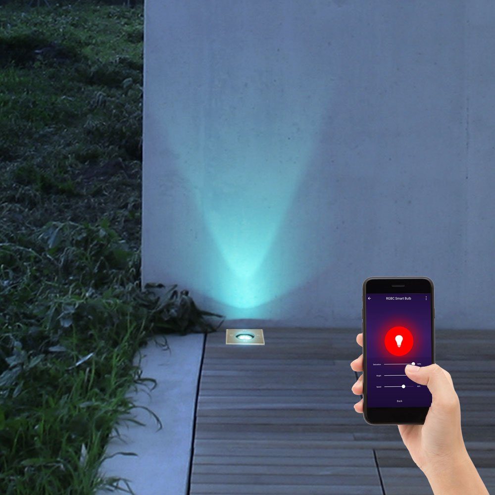 V-TAC Einbauleuchte, Leuchtmittel inklusive, Warmweiß, Neutralweiß, Tageslichtweiß, Außen Bodeneinbaustrahler Außenleuchte Smart LED dimmbar RGB App CCT