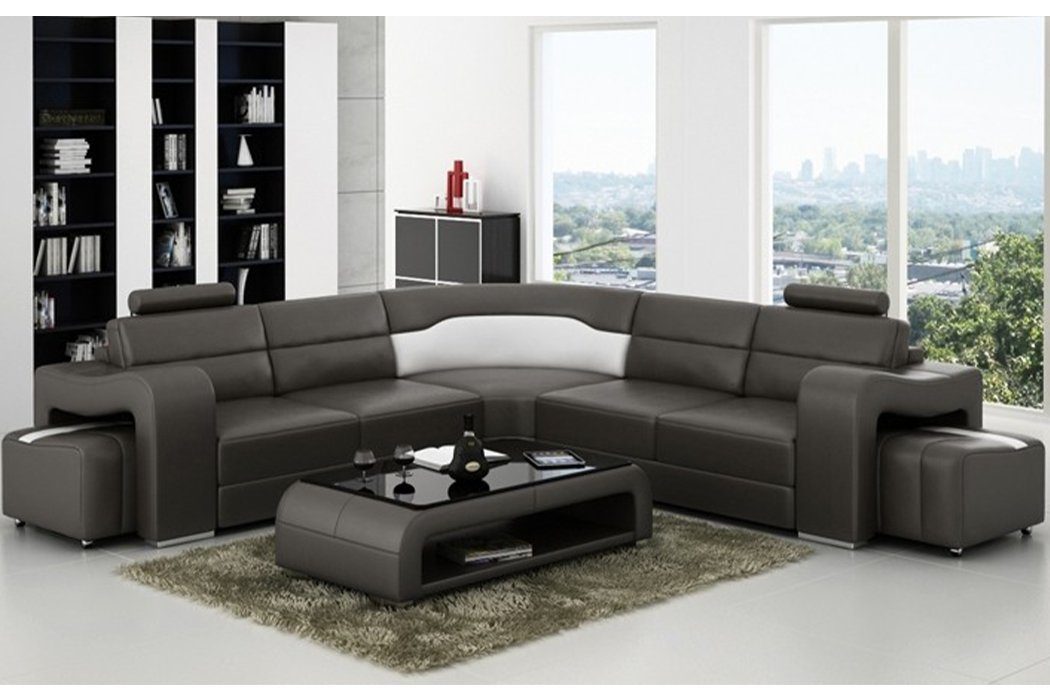 Sofa Couch Made JVmoebel Leder in Ecksofa Europe Polster Ecksofa Schwarz Eck Wohnlandschaft Sofa,