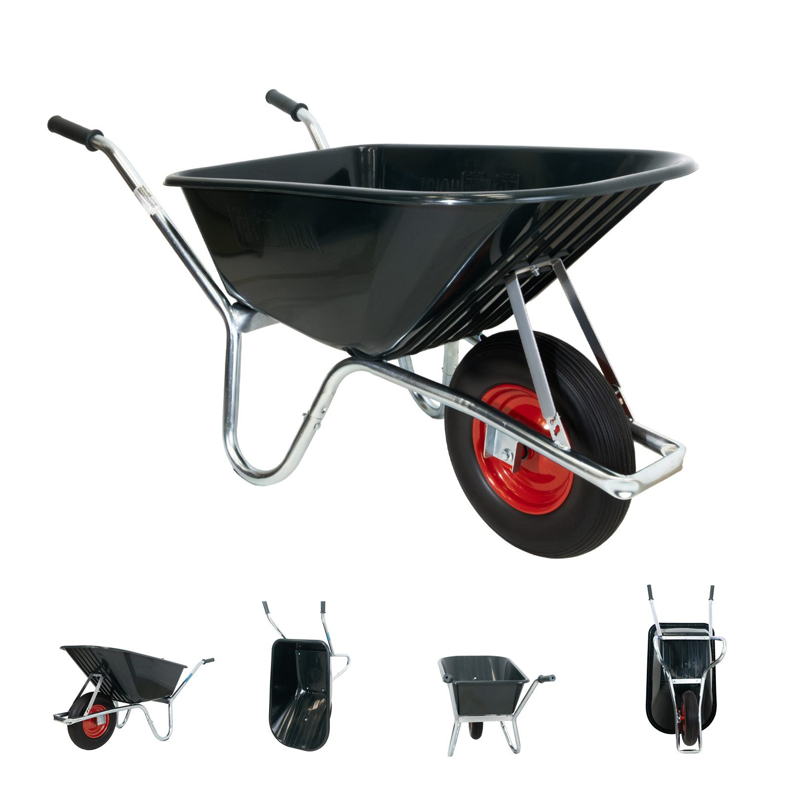 TRUTZHOLM Schubkarre Schubkarre PP100 l PU Rad Bau Karre Gartenschubkarre Bauschubkarre