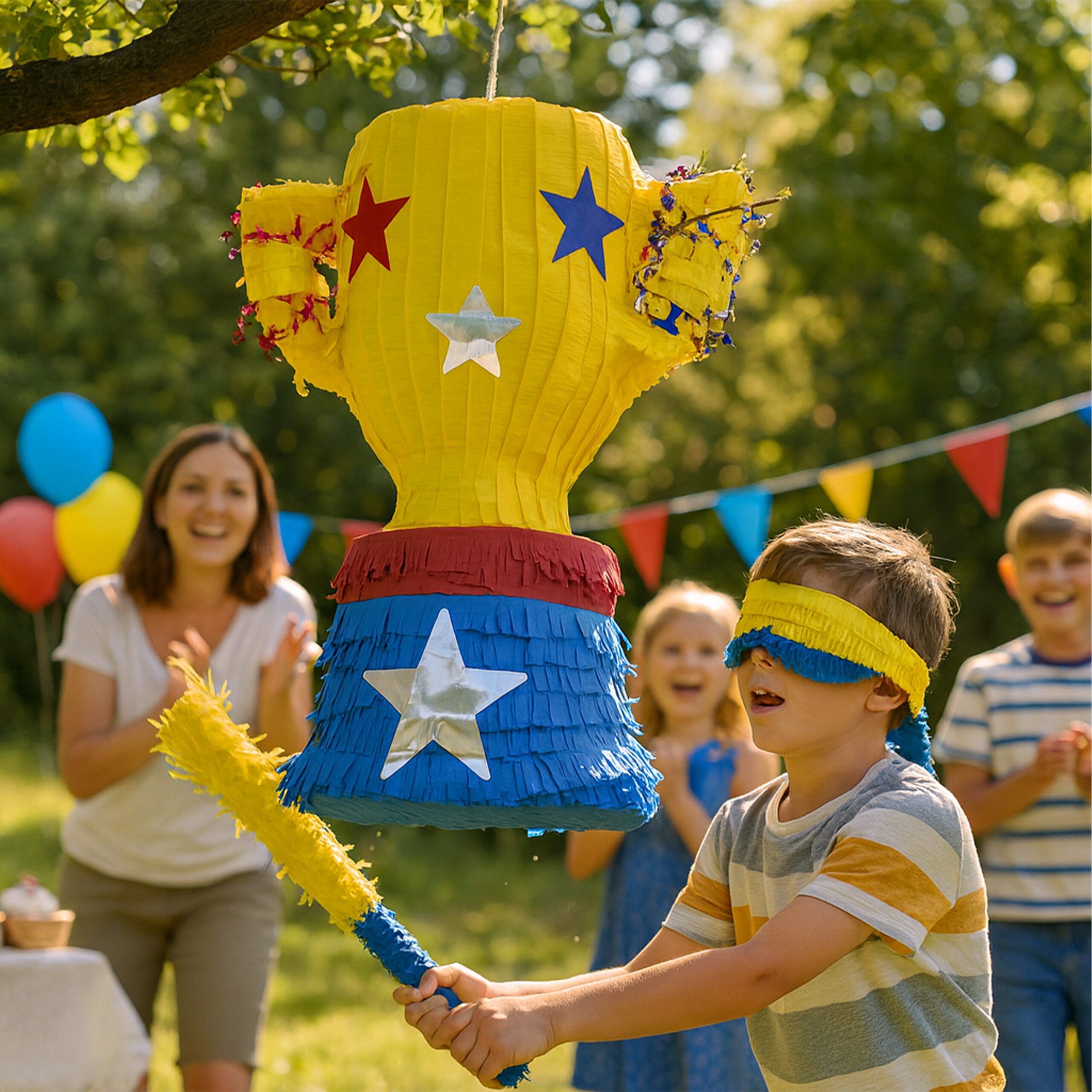 relaxdays Pinata Set Pokal mit Stab und Maske