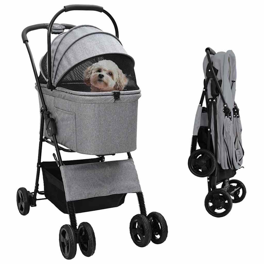 vidaXL Hundebuggy Faltbarer Haustierwagen Grau 81 x 47 x 99 cm Polyester, (1-tlg)