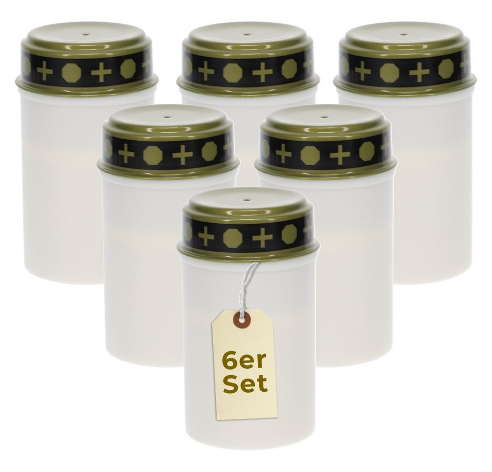 GarPet LED-Kerze 6er Grablichter LED Batteriebetrieben Set Grabkerzen LED für draußen