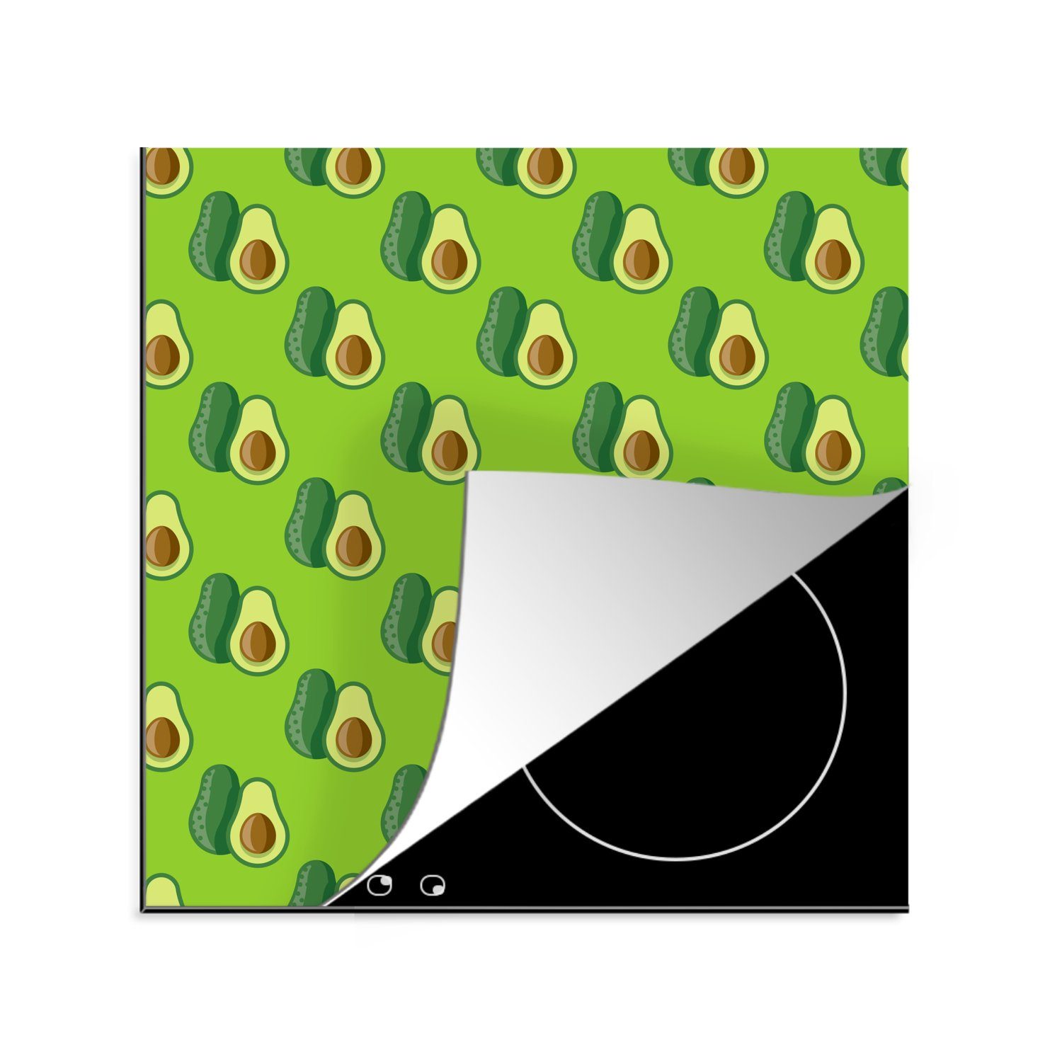 MuchoWow Herdblende-/Abdeckplatte Muster mit Avocados, Vinyl, (1 tlg), 78x78 cm, Ceranfeldabdeckung, Arbeitsplatte für küche