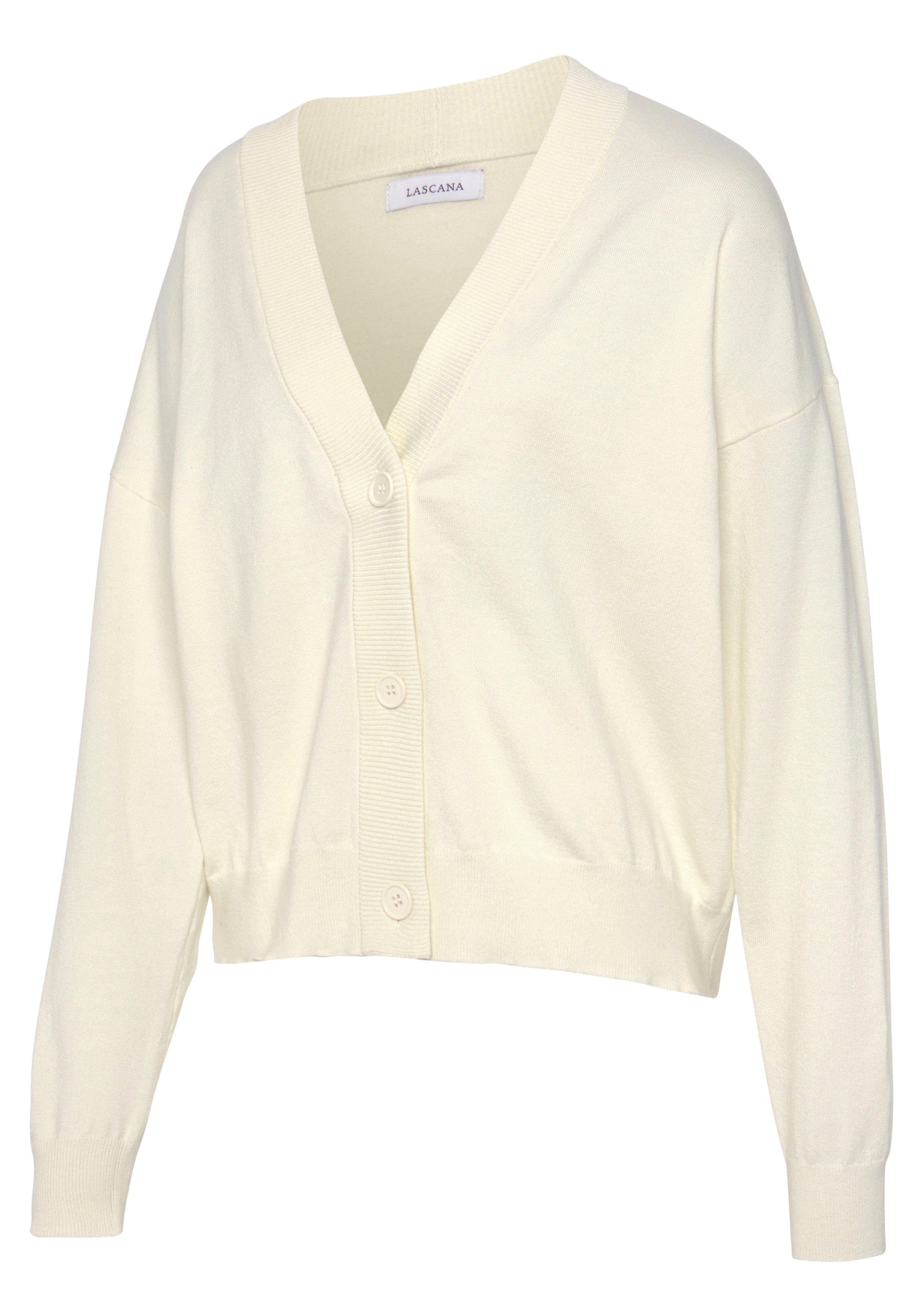 LASCANA Strickjacke in kurzer Form, Loungewear