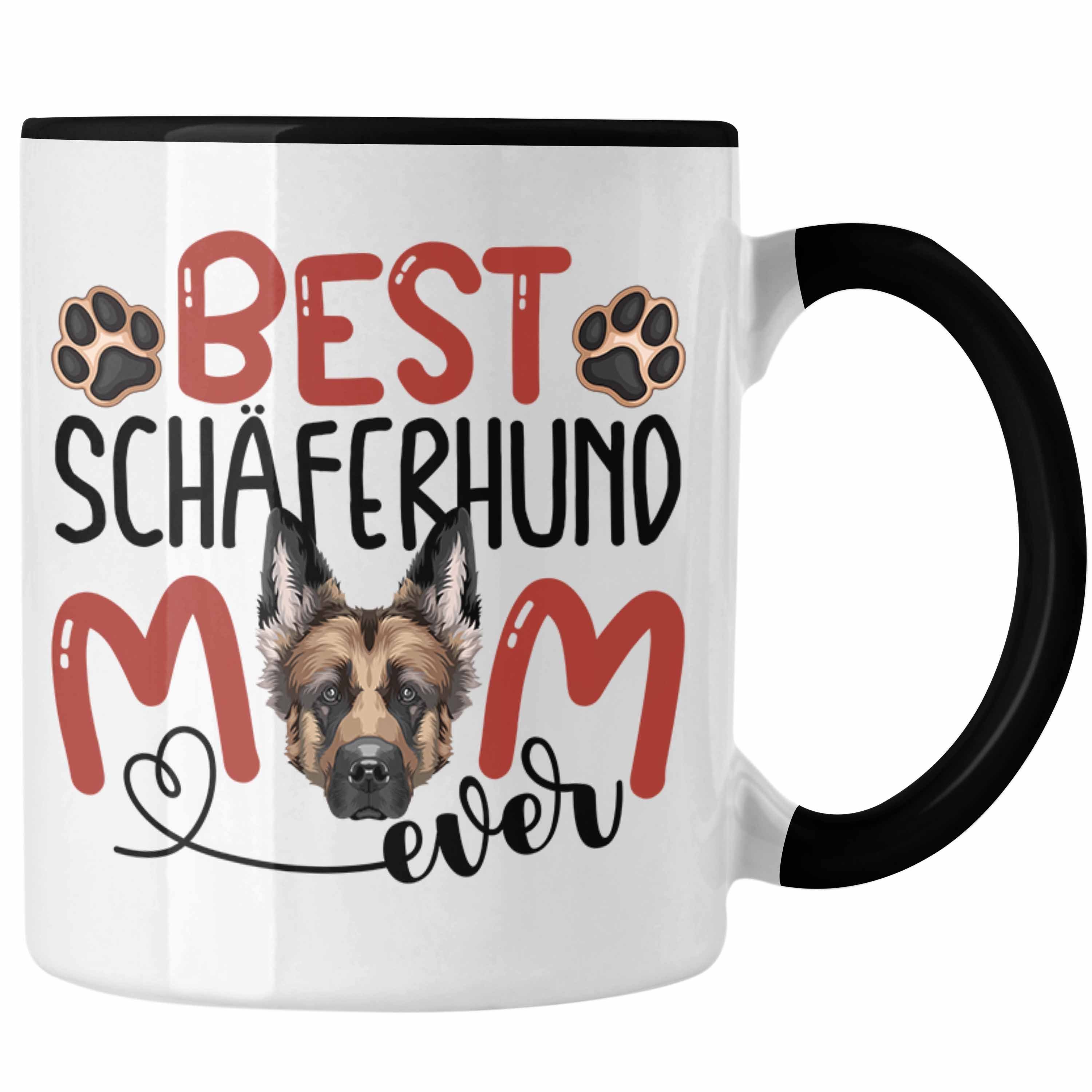 Trendation Tasse Schäferhund Mom Besitzerin Tasse Geschenk Lustiger Spruch Geschenkidee Schwarz