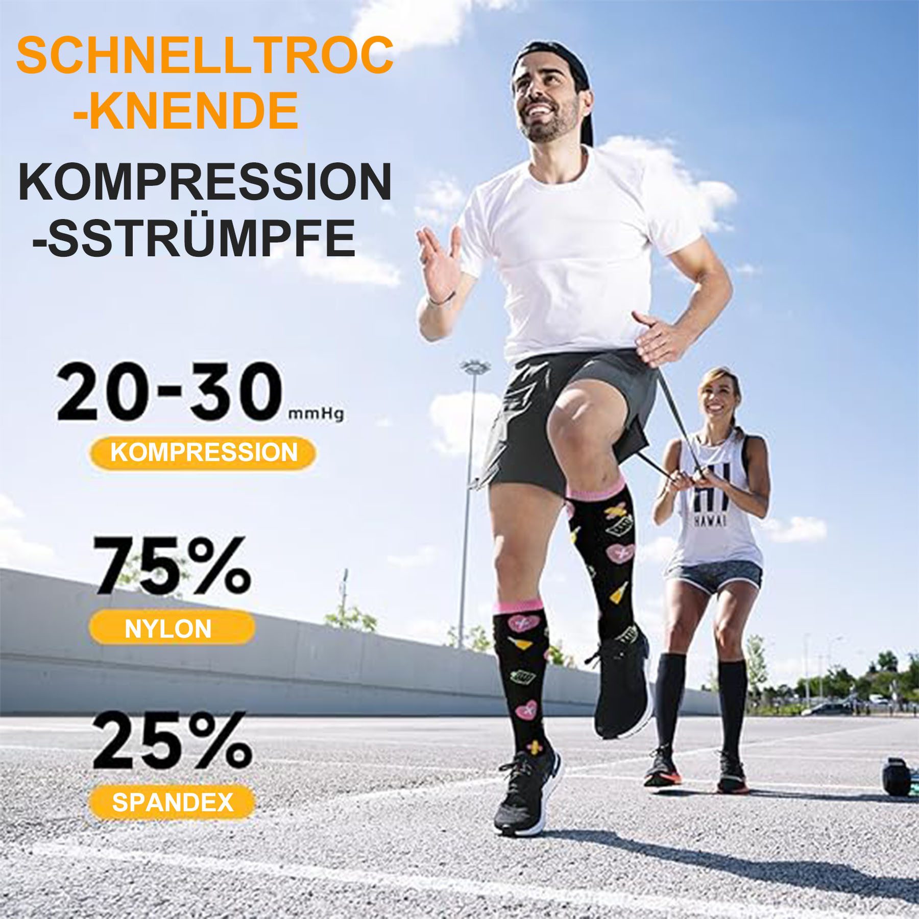 Mutig Kompressionsstrümpfe 6 Paar Kompressionsstrümpfe 18-30mmHg,Stützstrümpfe für Damen & Herren (für Flug, Sport, Laufen, Radsport, Krankenschwester,Schwangerschaft, 6 Paar Medizinstrümpfe für Krankenschwestern auf Flugreisen) Bunte Stützstrümpfe, Abgestufte Kompression, Hoher Tragekomfort