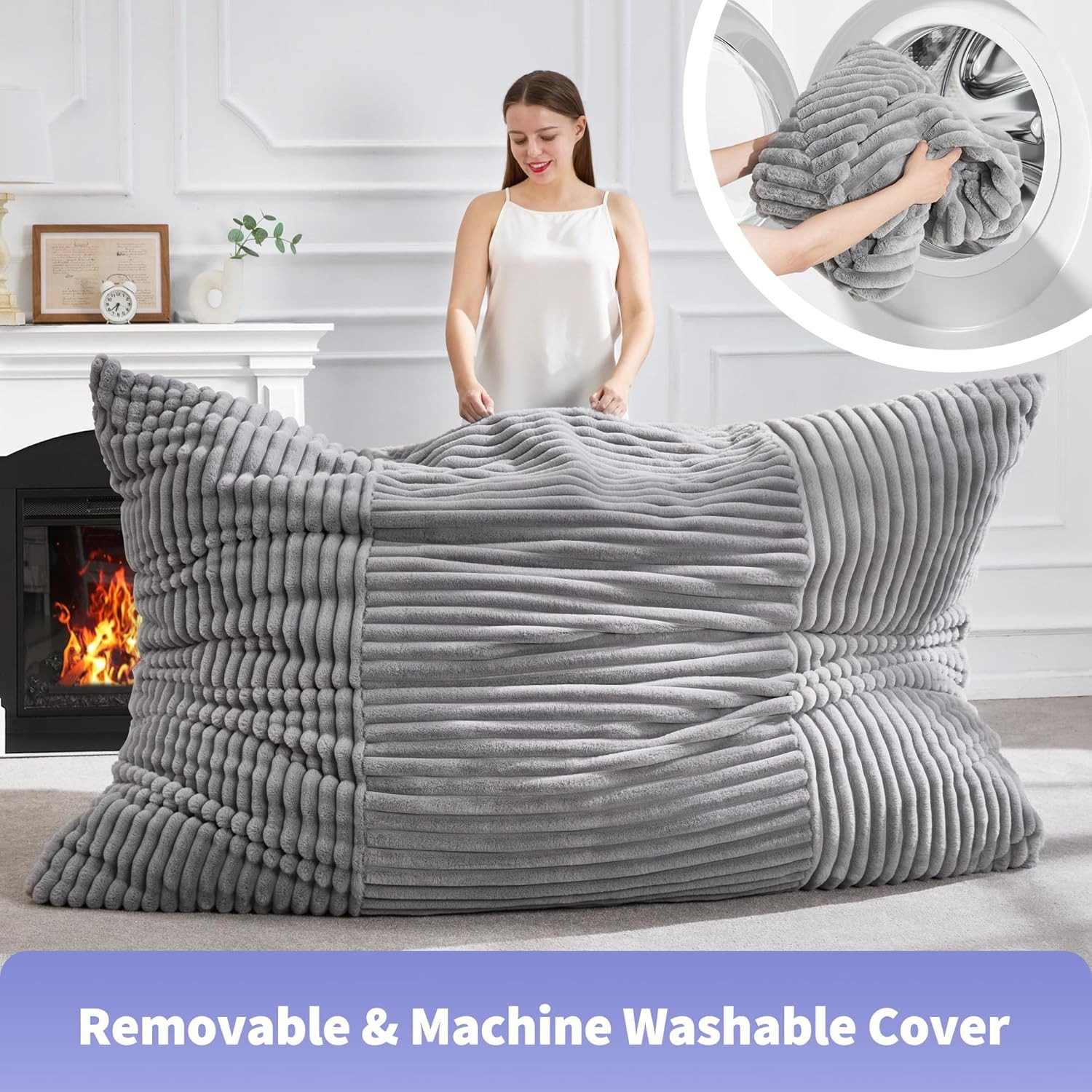 ANYSUN Sitzsack Übergroßer, wandelbarer Sitzsack, formstabil, mit Memory-Schaum (Set, Sitzsack), 180*125cm,Weicher Cordstoff, für Wohn-, Schlaf-, Gäste- & Gamingzimmer