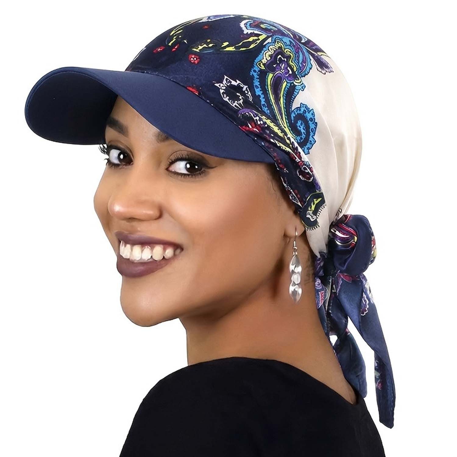 Turbanmütze Mütze mit Kopftuch für Damen Kopftuch mit Krempenvisier