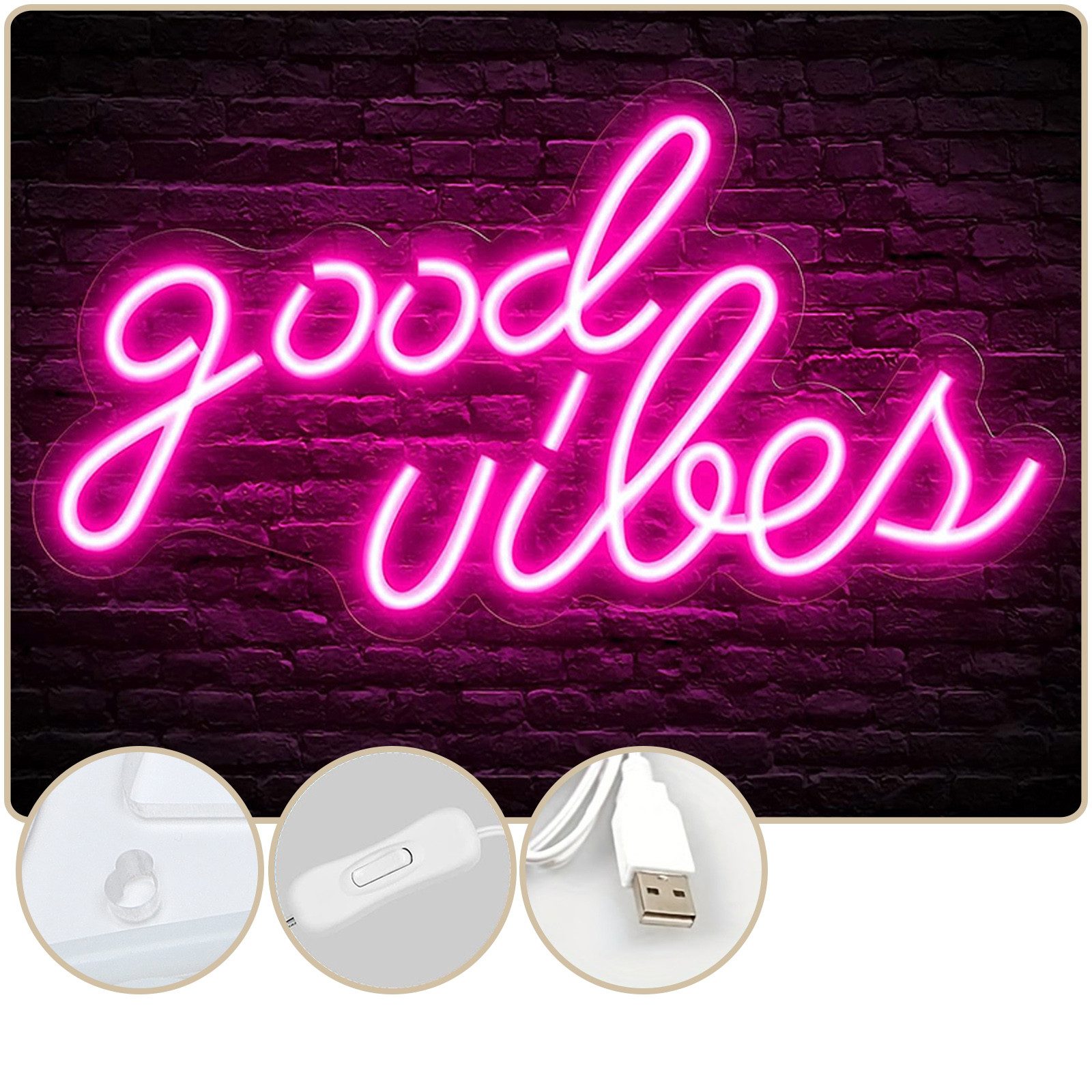 MUPOO LED Dekolicht Good Vibes Neonschild günstig online kaufen