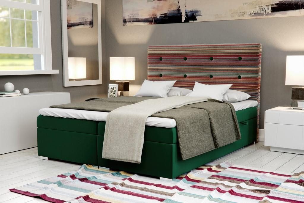 JVmoebel Boxspringbett Chesterfield Bett Boxspring Hotel Doppel Komplett Set Topper Matratze (Boxspringbett 4062292147111), Made in Europa