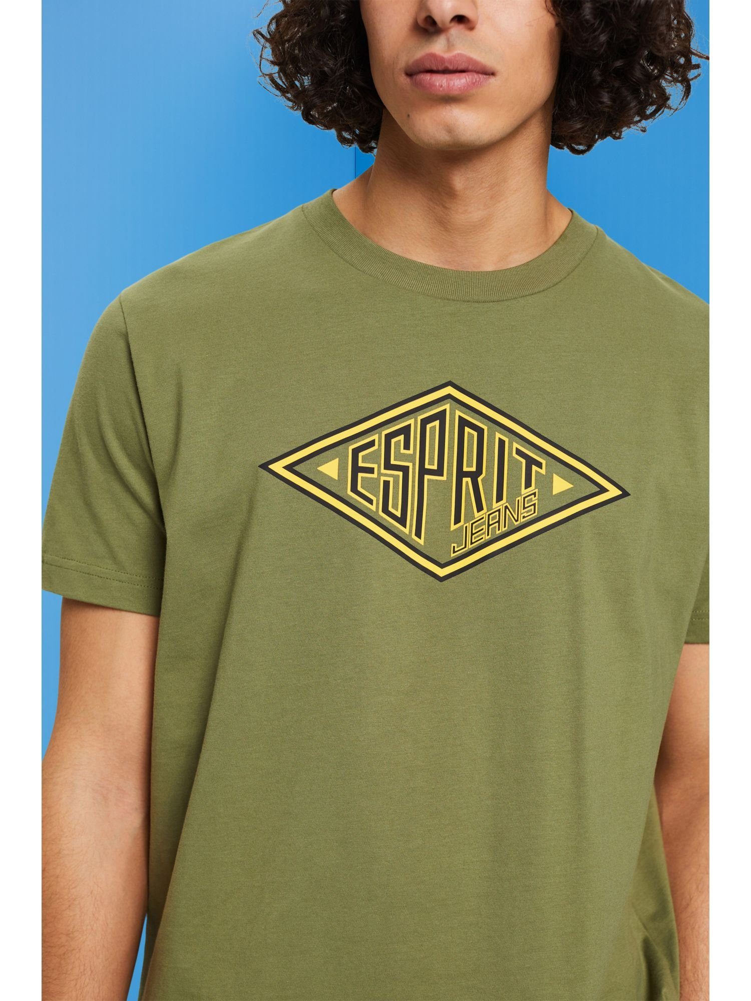 Logo OLIVE mit Baumwoll-T-Shirt (1-tlg) Esprit T-Shirt