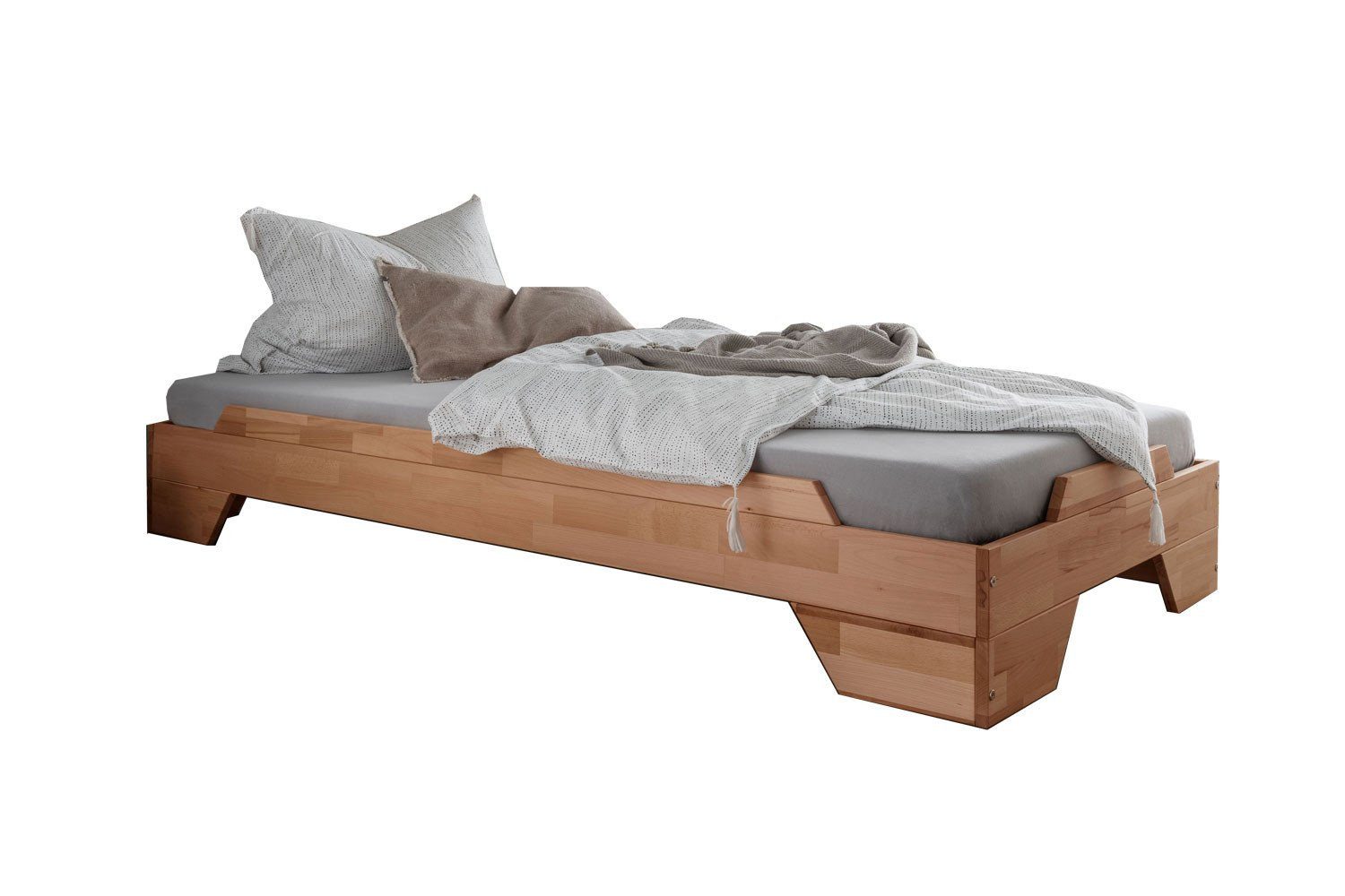Stapelbett Stapelbett 90x200cm 'Pisa' Buche massiv natur geölt