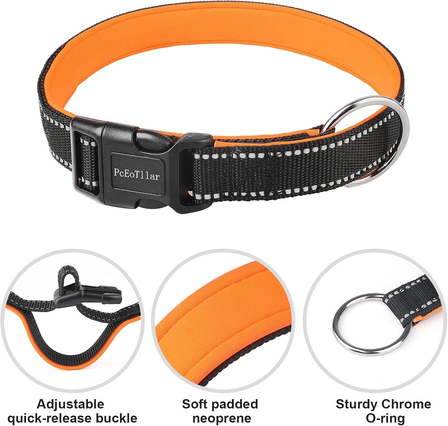 LA CUTE Hundeleine Hundehalsband & Leine Set reflektierend, gepolstert, verstellbar, (Hundehalsband & Leine Set für kleine, mittelgroße & große Hunde, Hundehalsband & Leine Set, gepolstert, verstellbar, reflektierend), Reflektierendes Hundehalsband & Leine mit gepolstertem Griff