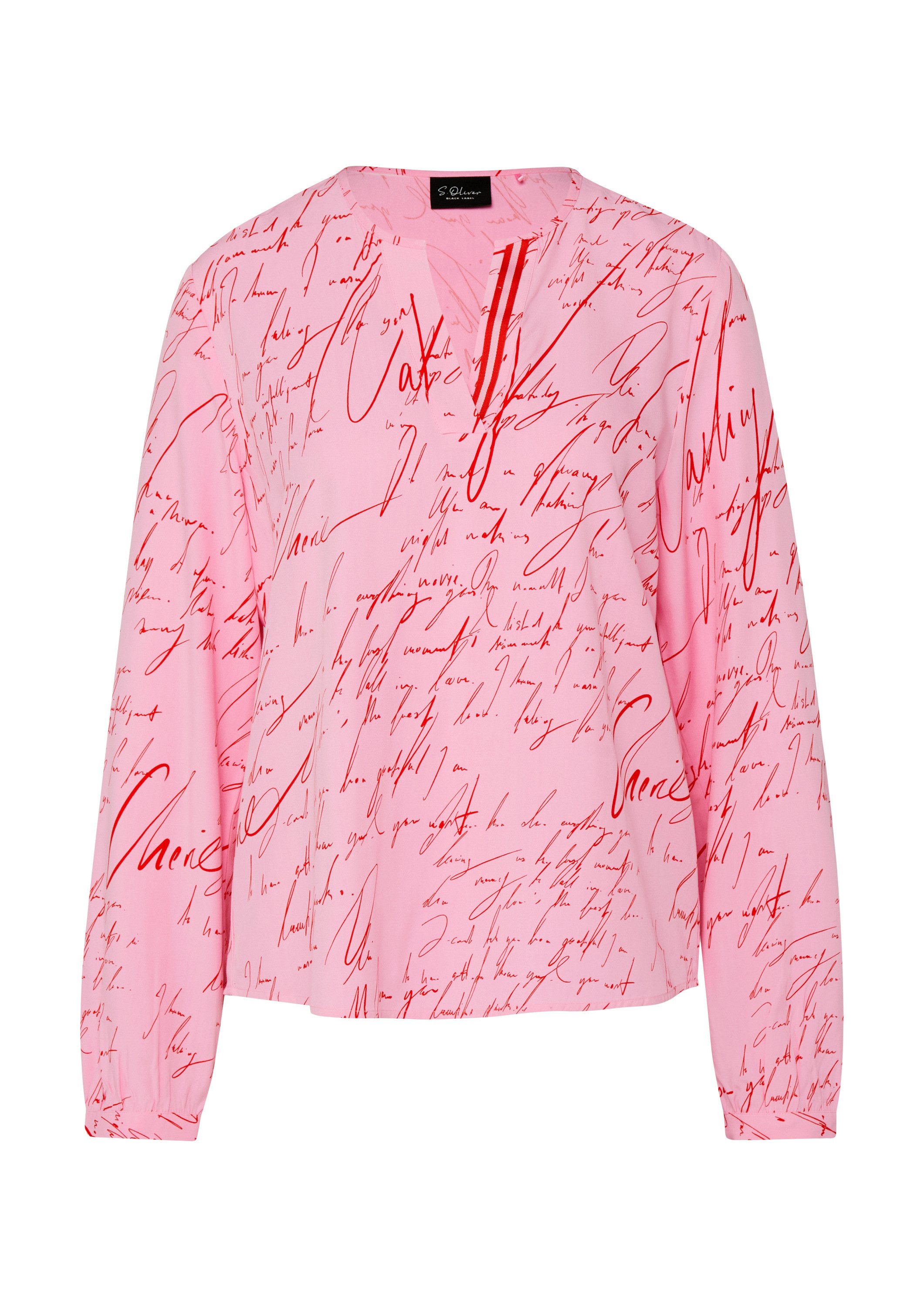 s.Oliver Langarmbluse Bluse Viskose-Bluse mit V-Ausschnitt und All-over-Pri günstig online kaufen