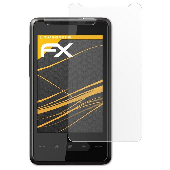 atFoliX Schutzfolie für HTC HD mini (3 Folien) Entspiegelnd und stoßdämpfend