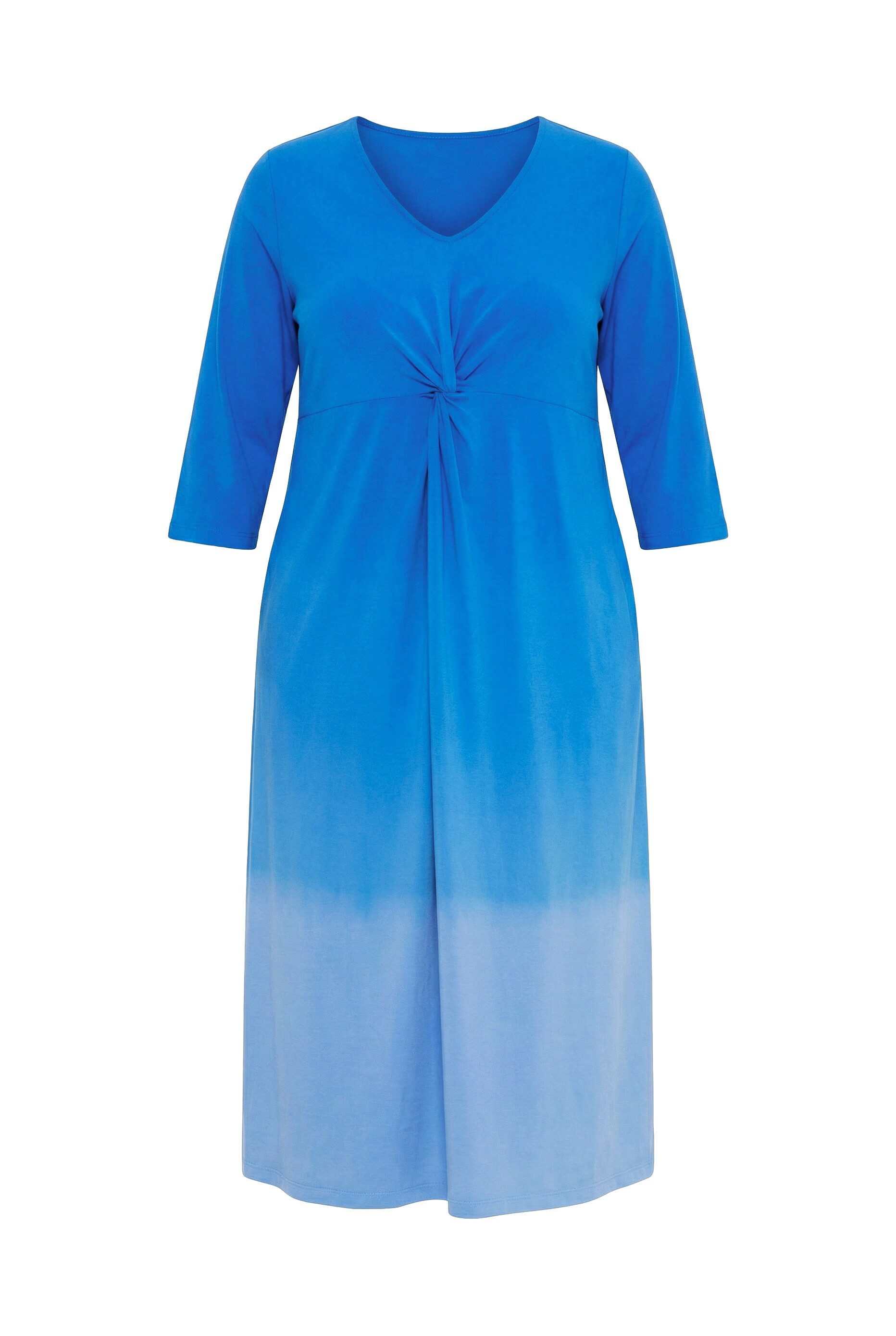 Ulla Popken Maxikleid Jerseykleid Batikmuster A-Linie V-Ausschnitt