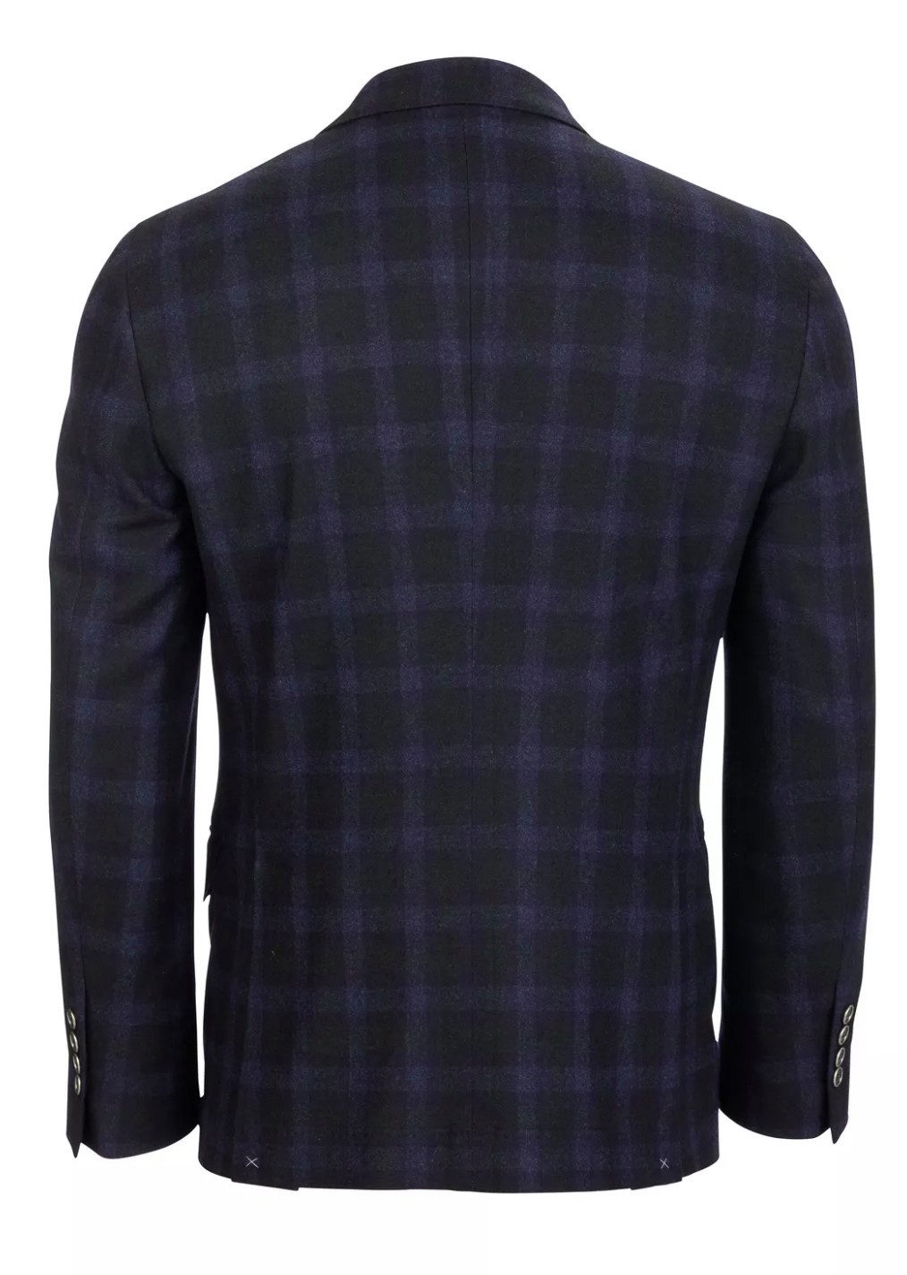 BRUNELLO CUCINELLI Sakko Doppelreihige Blazer Jacke Karo Muster, Rückenschlitze, Knöpfe mit Gravur, Satin Innenfutter