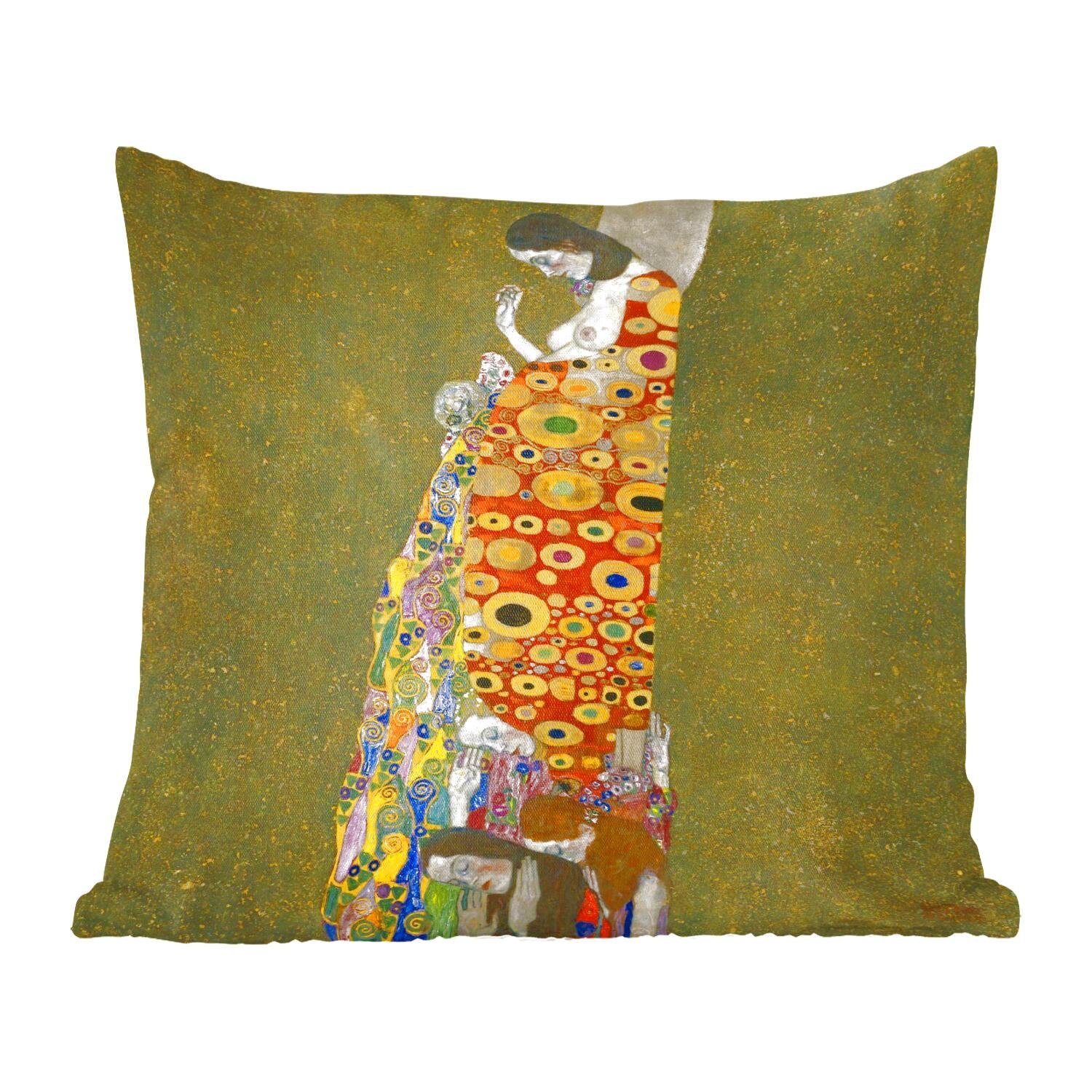 MuchoWow Dekokissen Hoffnung II - Gemälde von Gustav Klimt, Zierkissen mit Füllung für Wohzimmer, Schlafzimmer, Deko, Sofakissen
