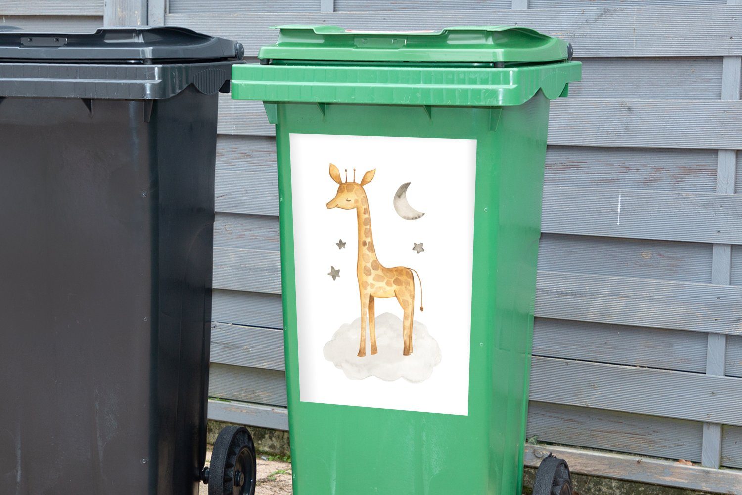 - Mond MuchoWow Container, Mülltonne, (1 Sterne - St), Mülleimer-aufkleber, Sticker, Wandsticker Abfalbehälter Giraffe