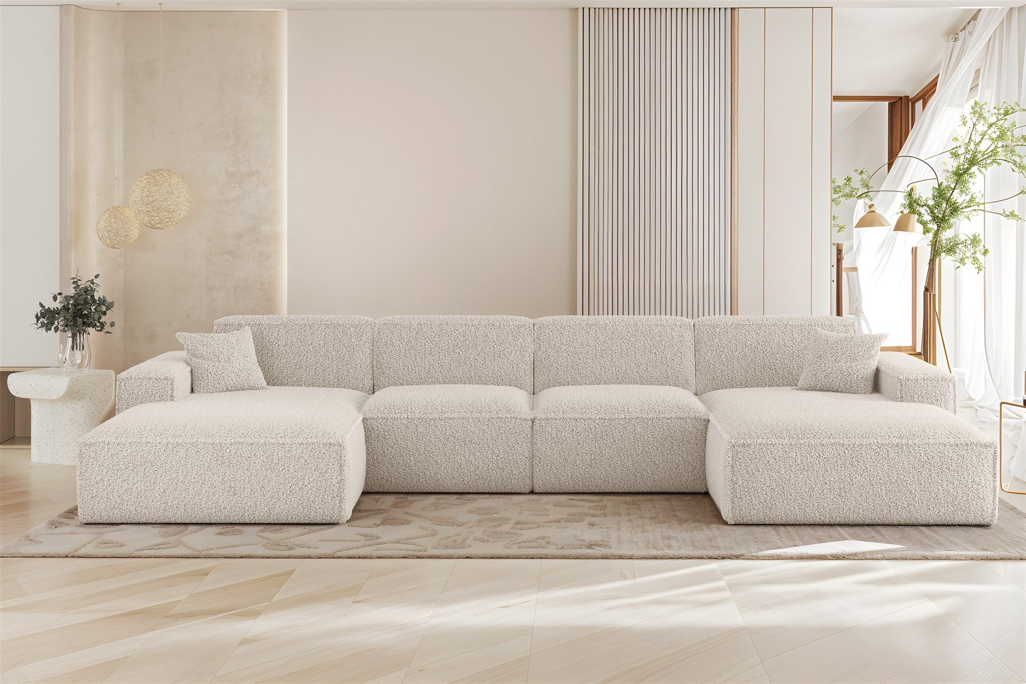 Fun Möbel Wohnlandschaft Sofa U-Form CELES PREMIUM in Stoff Sven (378 cm), Rundumbezug, inkl. 2 x Zierkissen