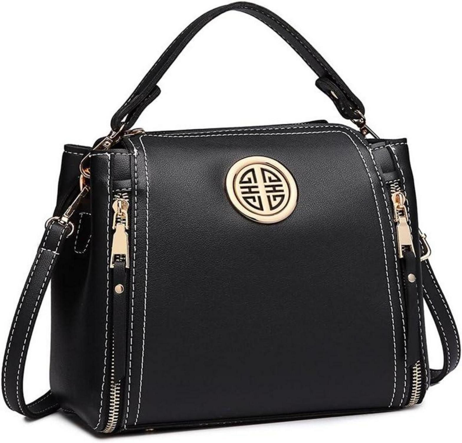 Handtasche Elegante Damen Handtasche Schultertasche Henkeltasche Pu Leder Schwarz