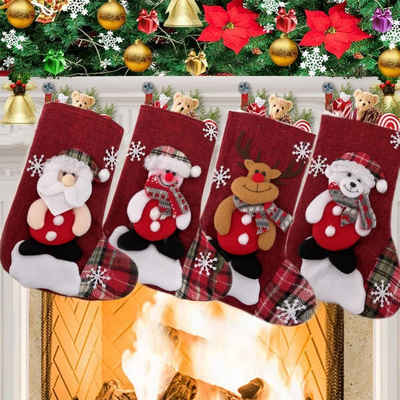 Dedom Socken »Weihnachtsstrümpfe, Weihnachtsschmuck, Bonbontüten (mittel, 4er-Set)«