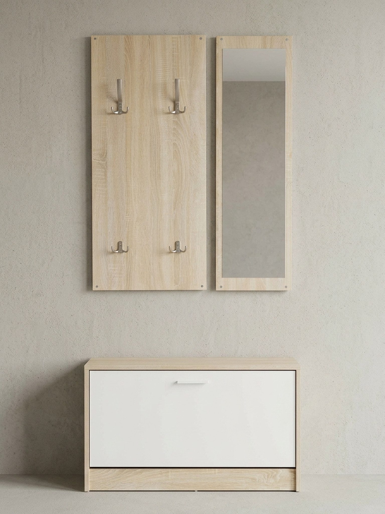 KADIMA DESIGN Garderobe Elegante Wandgarderobe mit Spiegel - Platz für Dein Zuhause