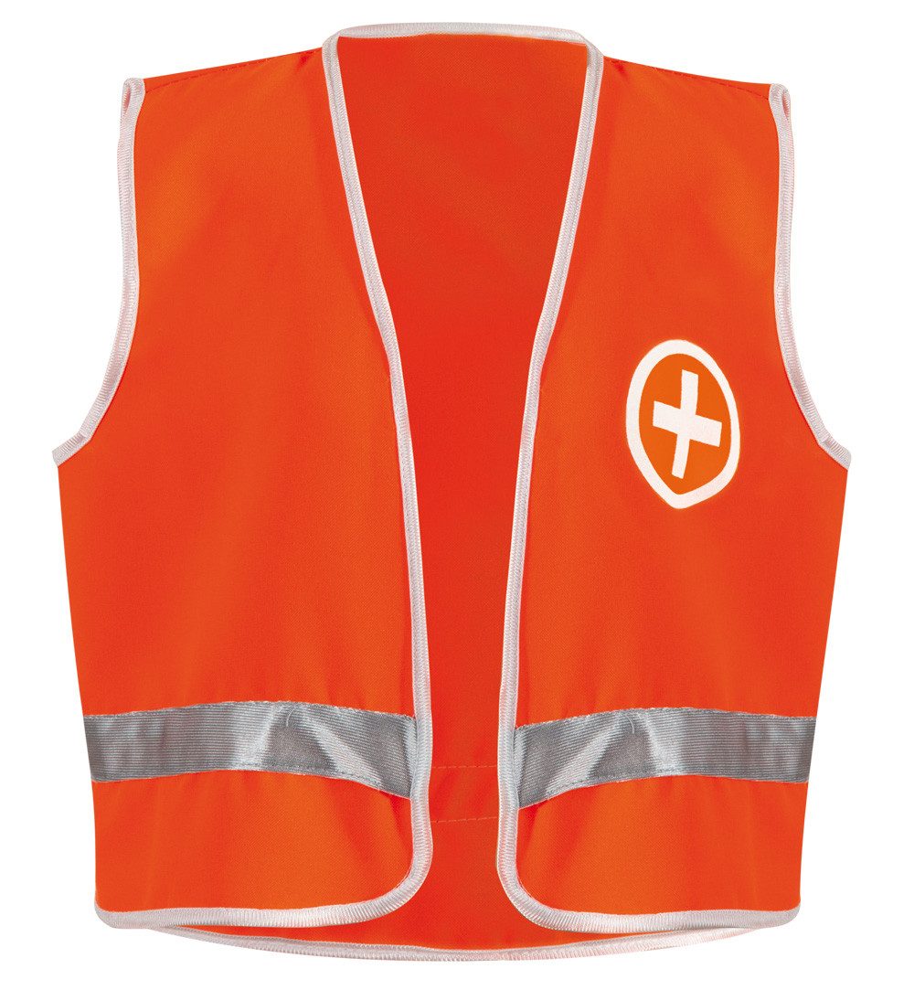 Fries Arzt-Kostüm Kinder Spielweste Weste Notarzt Orange Gr. 104 bis 128 Karneval, Mit Notarzt Aufdruck