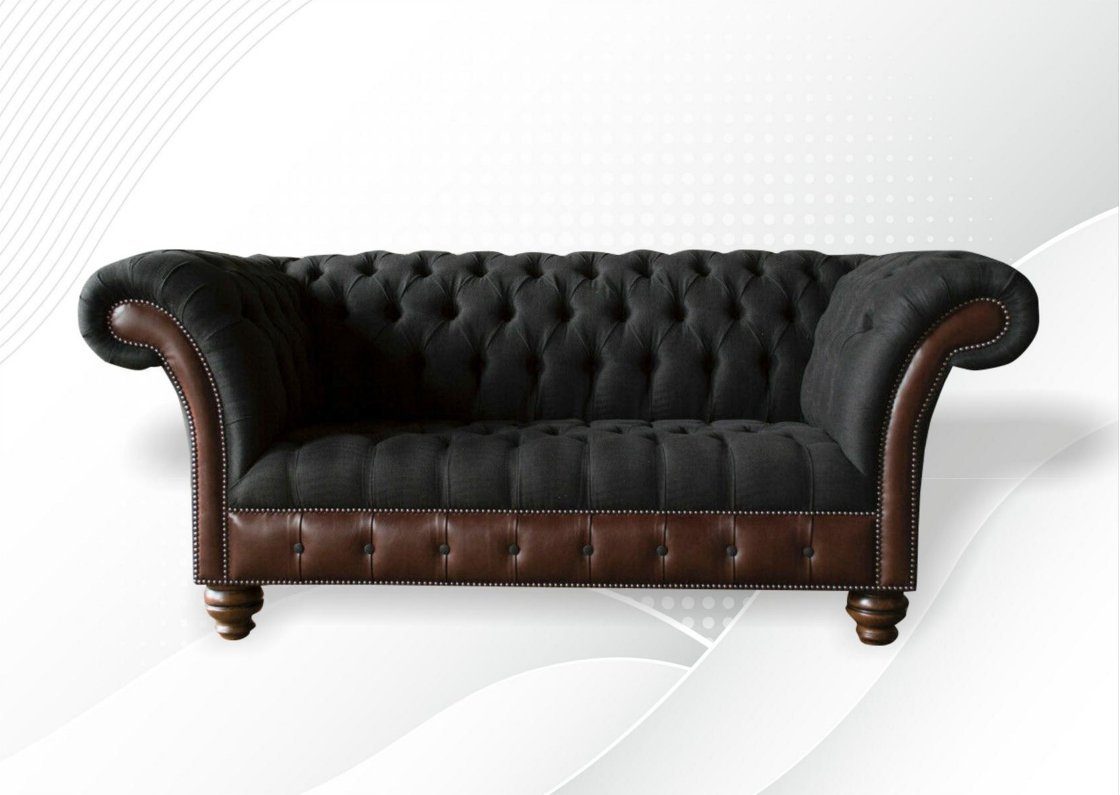 JVmoebel Sofa Chesterfield schwarz-braune Wohnzimmer Couch Modern Design, Made in Europe