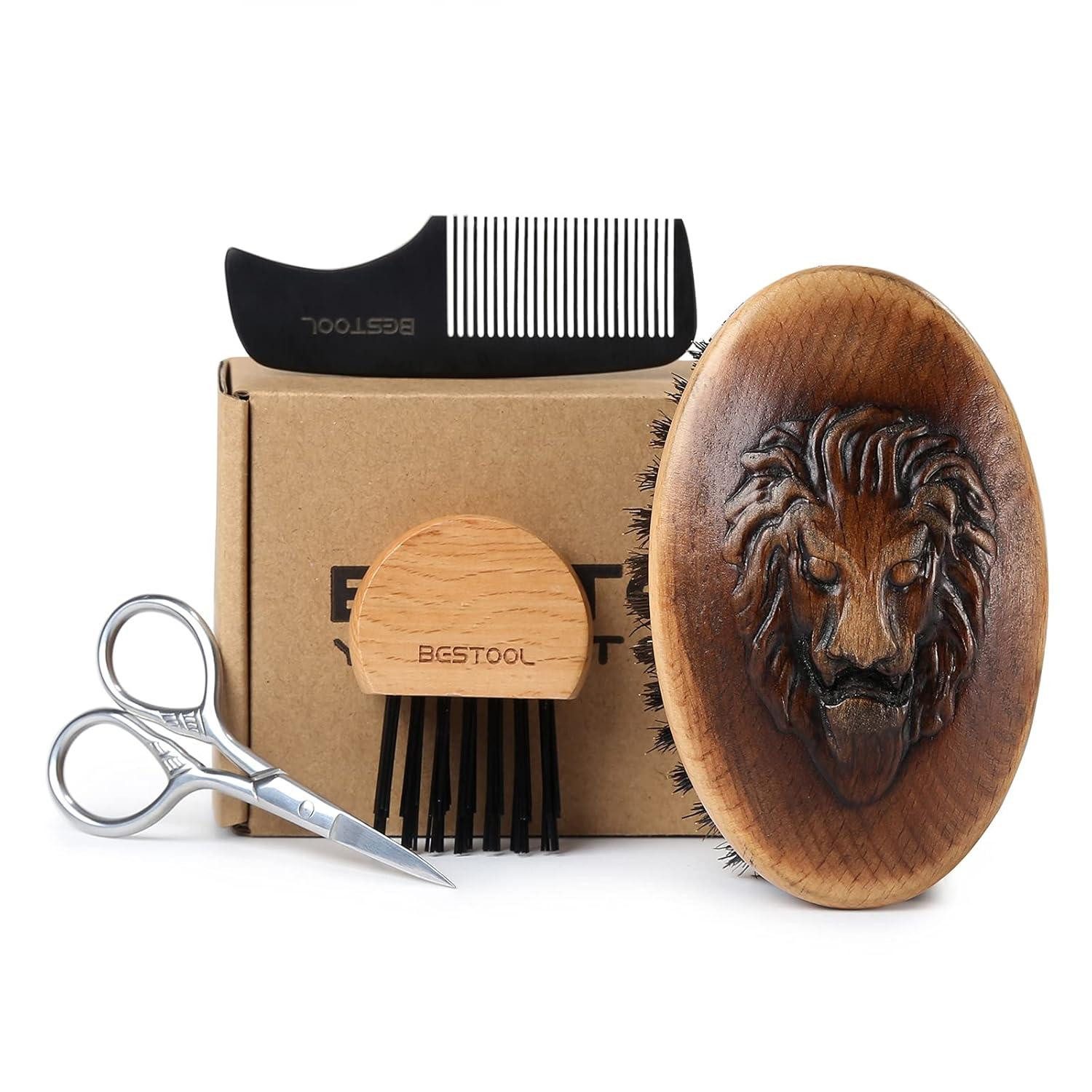 LuxusKollektion Bartbürste Bartbürste und Kamm Set für Männer Wildschweinborsten Bartpflege-Set