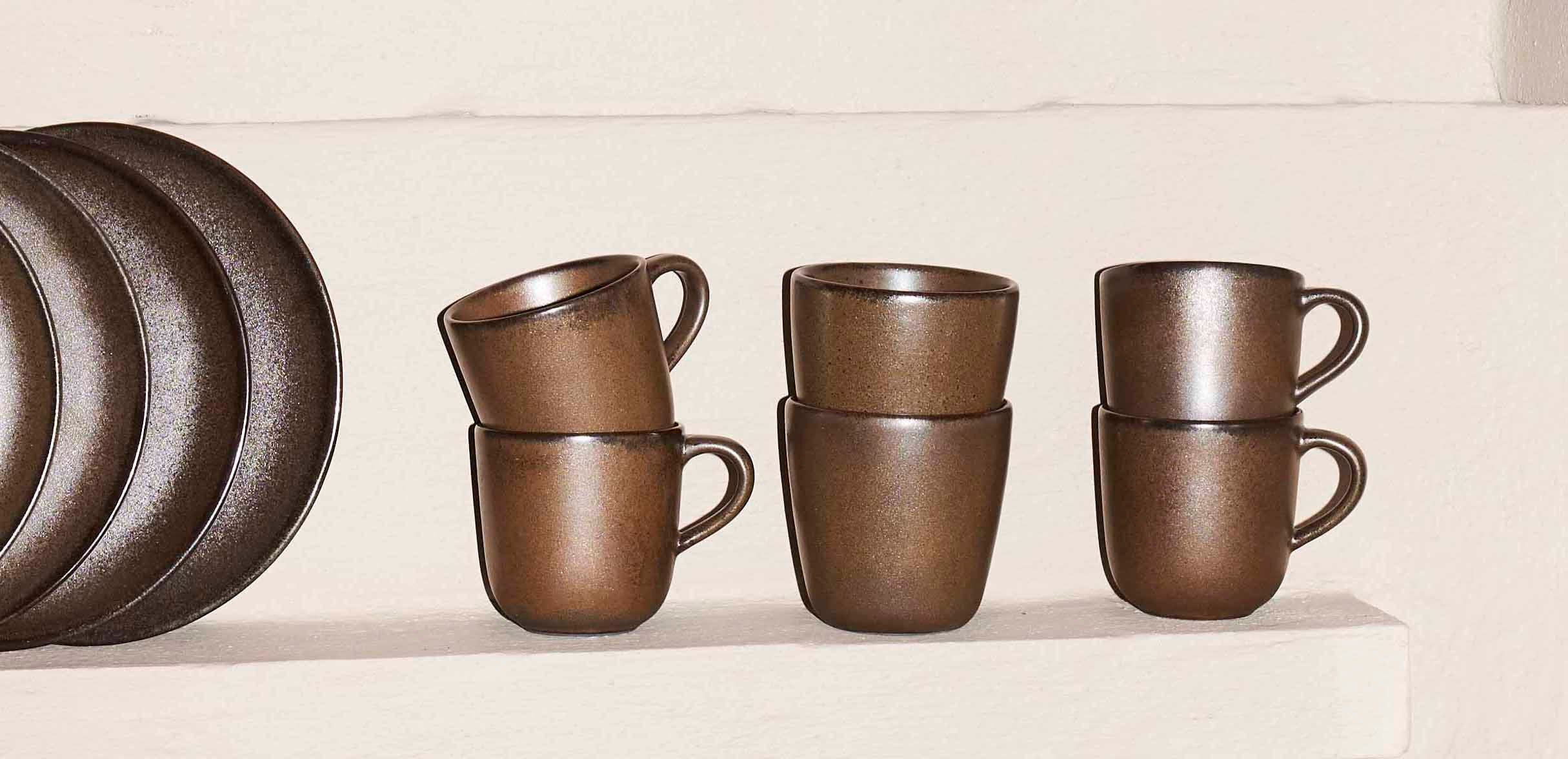 20 cl, Tasse Metallic RAW 6-teilig Brown, Steinzeug, aida