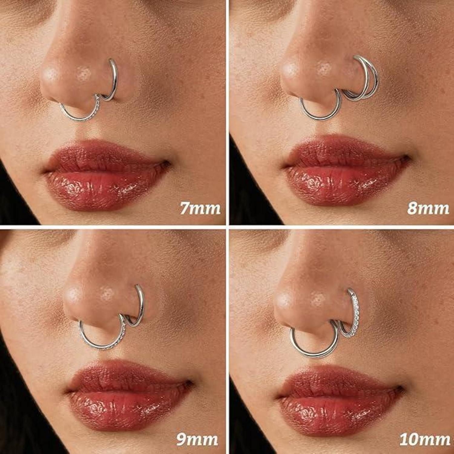 LuxusKollektion Nasenpiercing Nasenpiercing Ring 316L Chirurgenstahl CZ Piercing Set 18G Gold Silber – Bild 4 von 5