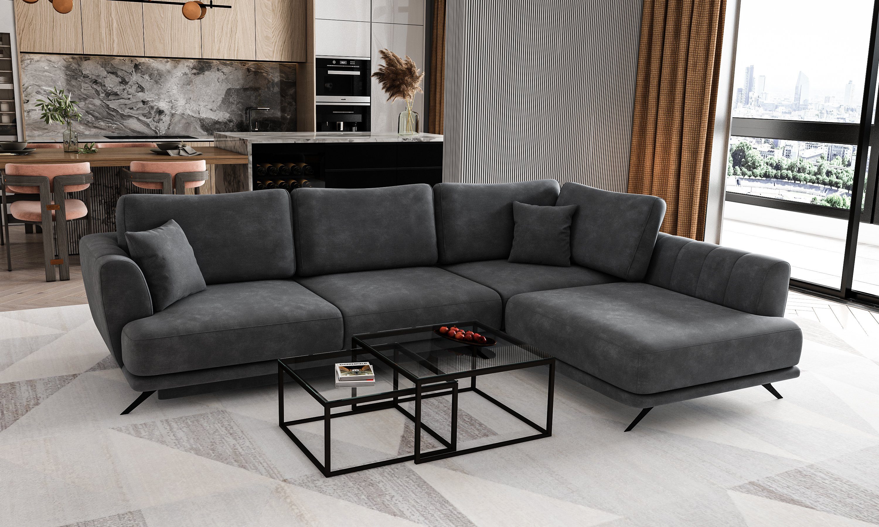 yourhouse24 Schlaffunktion und 06 mit Bettkasten Ecksofa Nube Larde