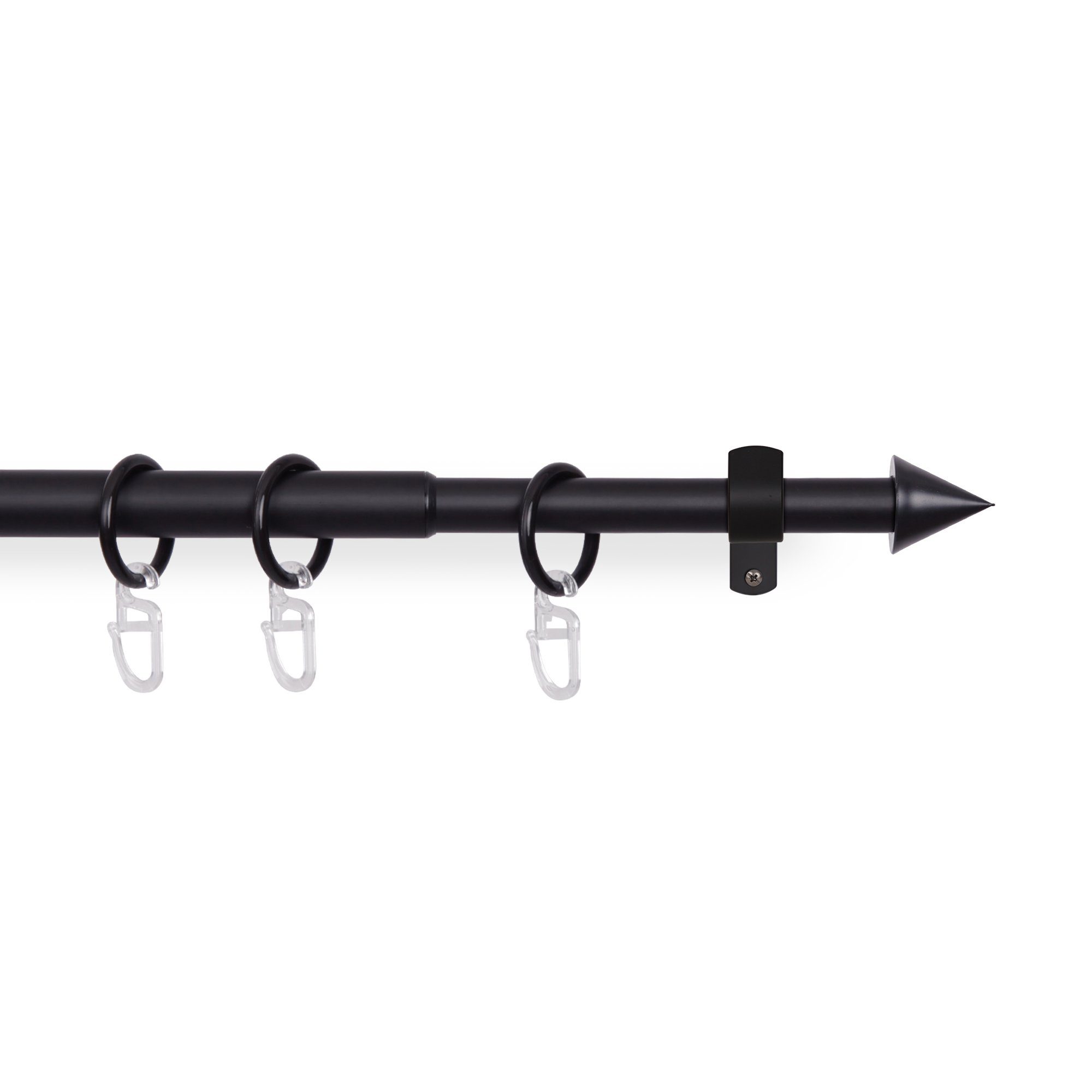 Bestlivings Gardinenstange mit dekorativen Endstücken 120-220 cm, Ø 16 mm, 1-läufig, ausziehbar, Wandträger, verschraubt, Metall, inkl. Ringe mit Faltlegehaken und Befestigungsmaterial