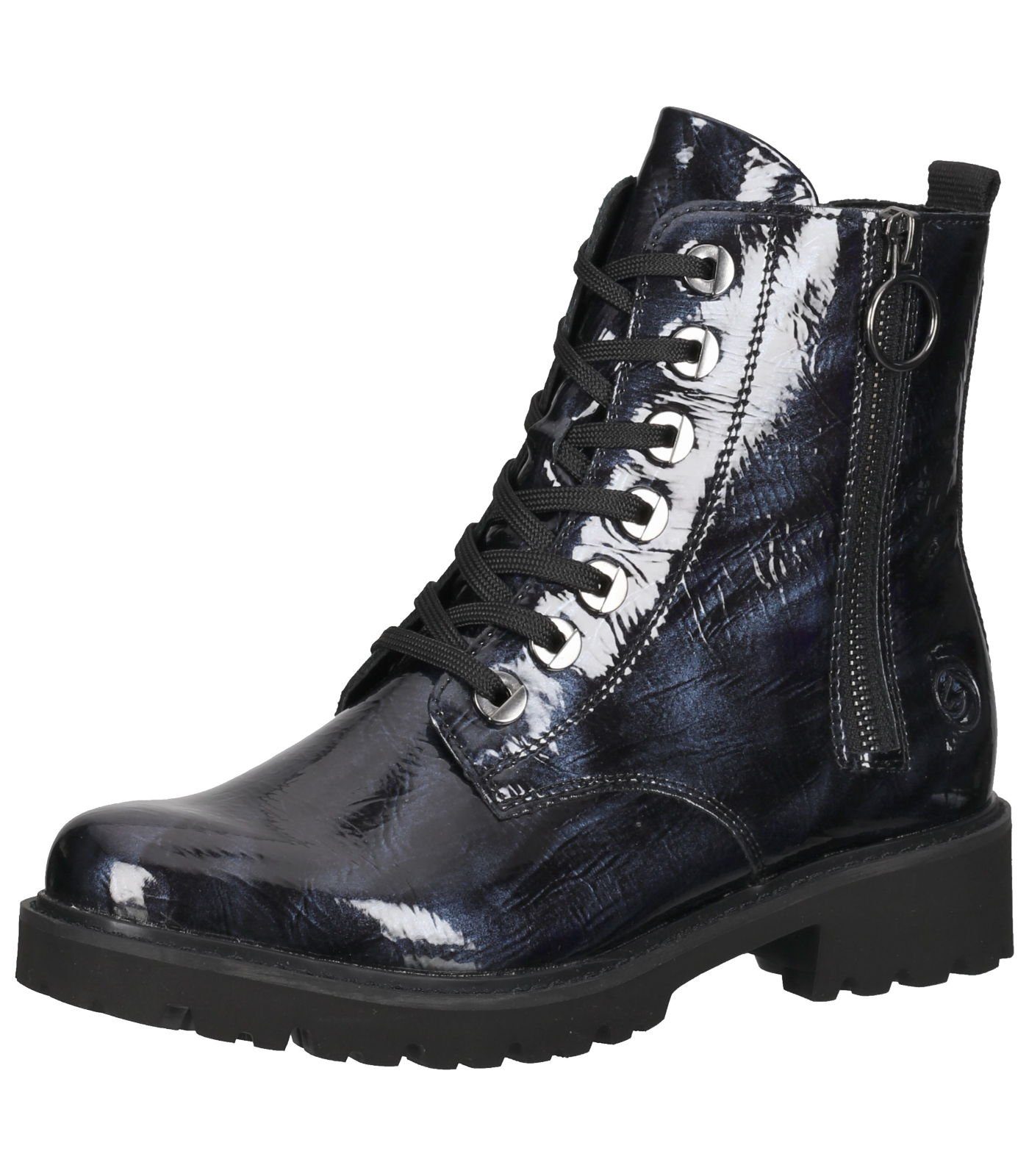 Blau Lederimitat Remonte Schnürstiefelette Stiefelette