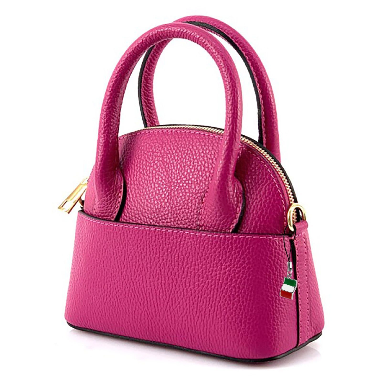 FLORENCE Umhängetasche Florence Echtleder Damen Handtasche (Umhängetasche), Damen Umhängetasche Leder, pink, fuchsia ca. 20cm x ca. 16cm