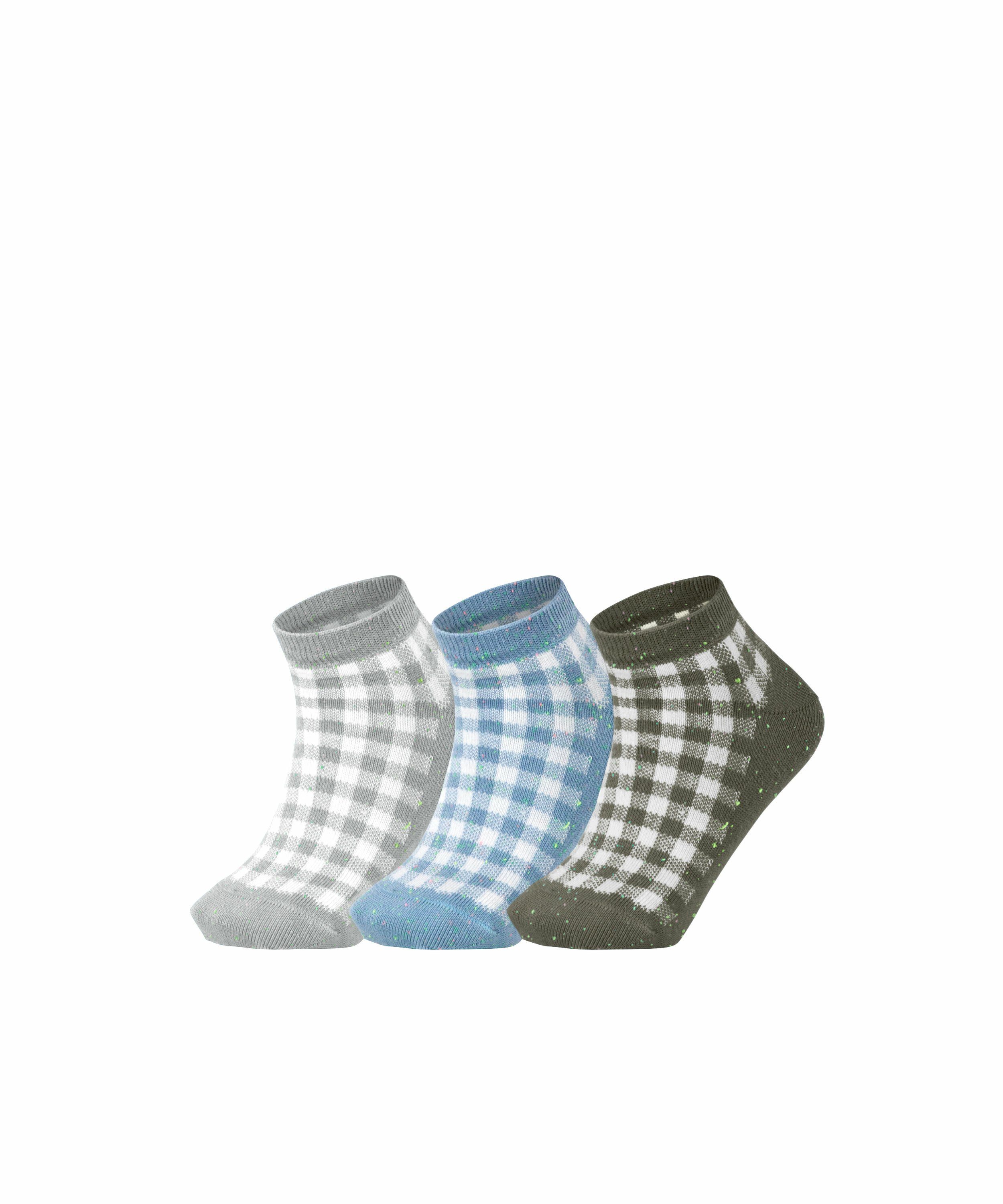 Esprit Sneakersocken Pixel Checks 3-Pack (3-Paar) mit Karo Muster sortiment (0020) | Sneakersocken
